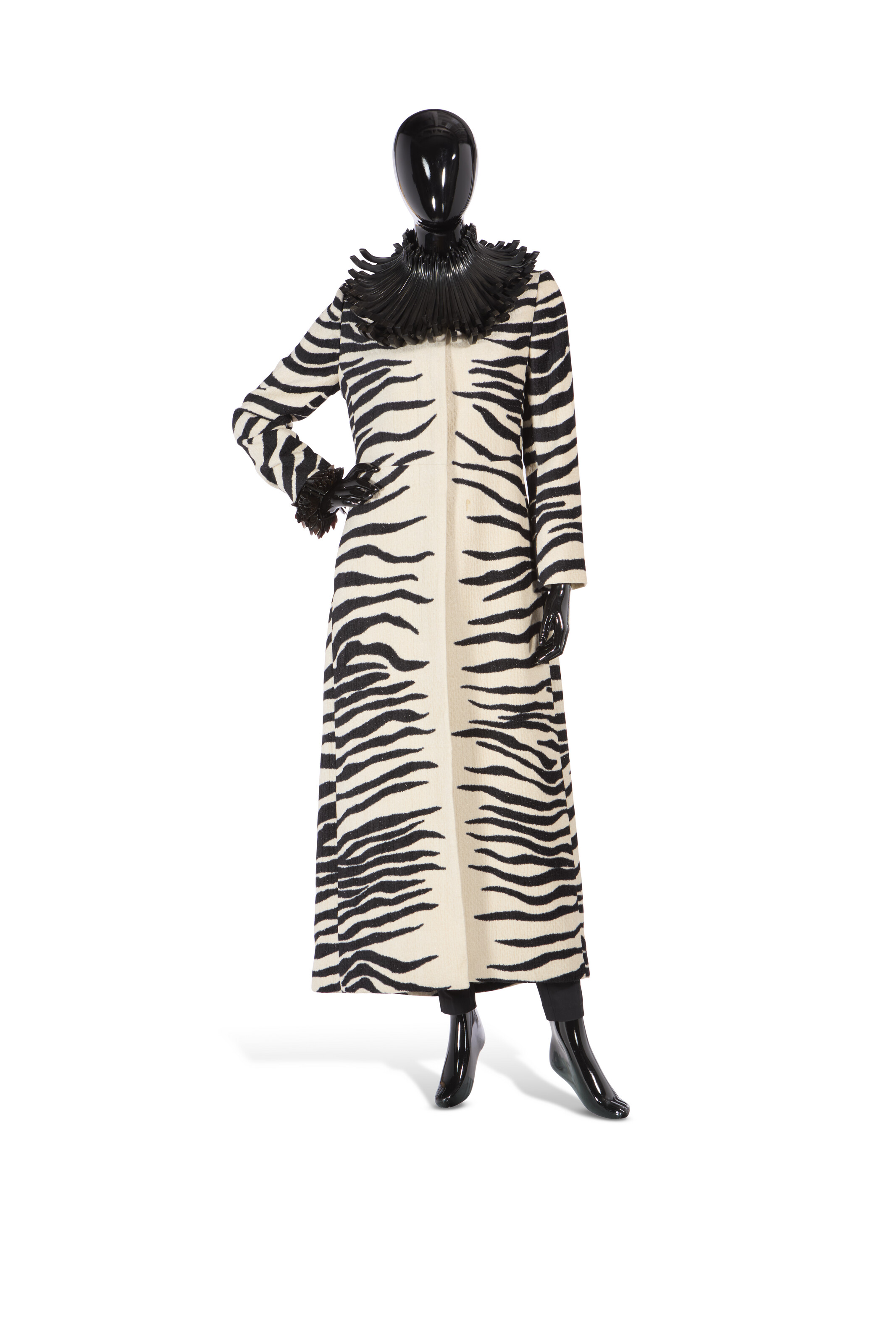 A ZEBRA PRINT CHENILLE 'RILKE' COAT, LABELED DRIES VAN NOTEN, 2022