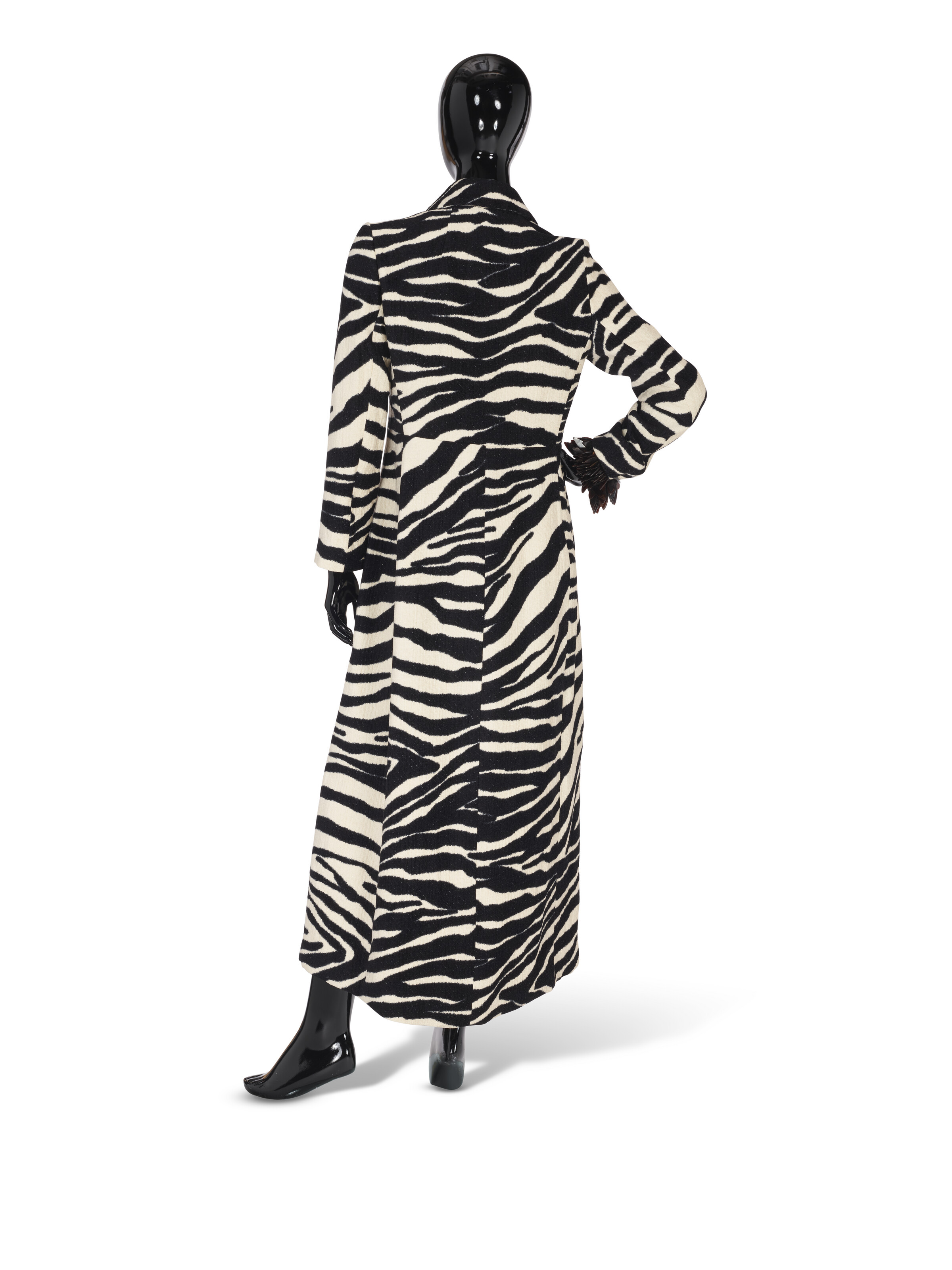 A ZEBRA PRINT CHENILLE 'RILKE' COAT, LABELED DRIES VAN NOTEN, 2022