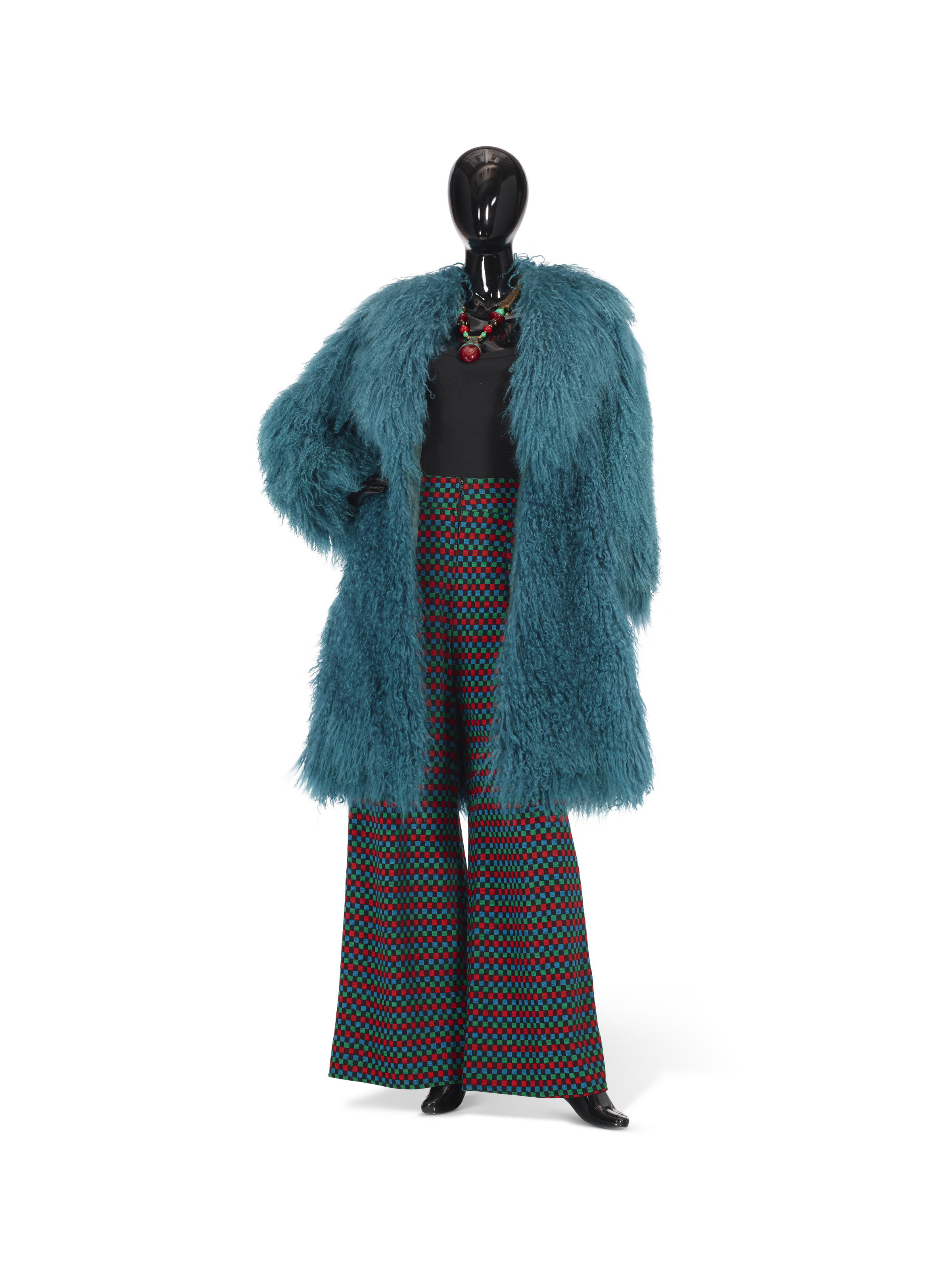 A SILVER BLUE LONG FUR CAPE, LABELED DIOR BOUTIQUE FOURRURE, 20TH