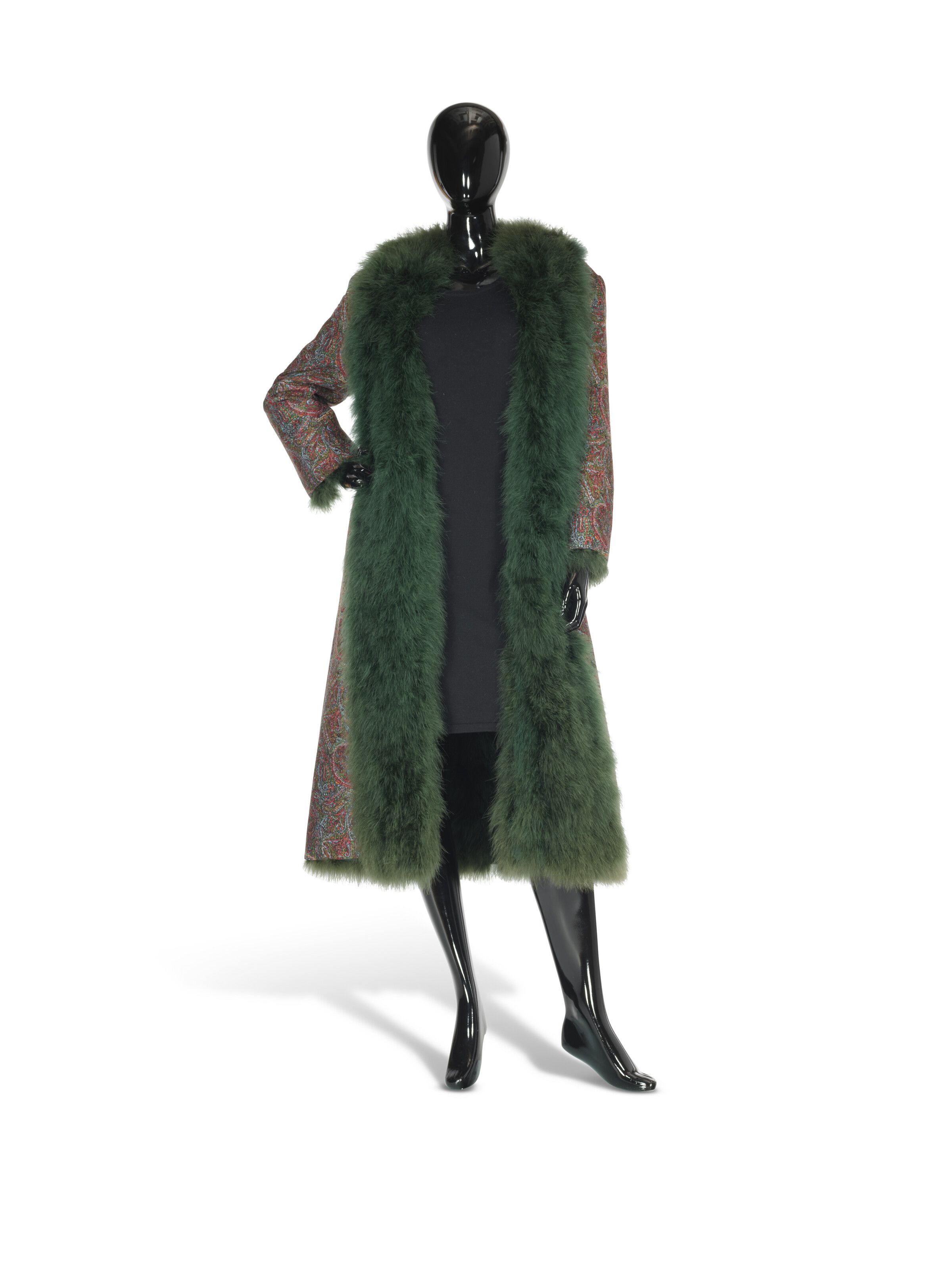 A SILVER BLUE LONG FUR CAPE, LABELED DIOR BOUTIQUE FOURRURE, 20TH