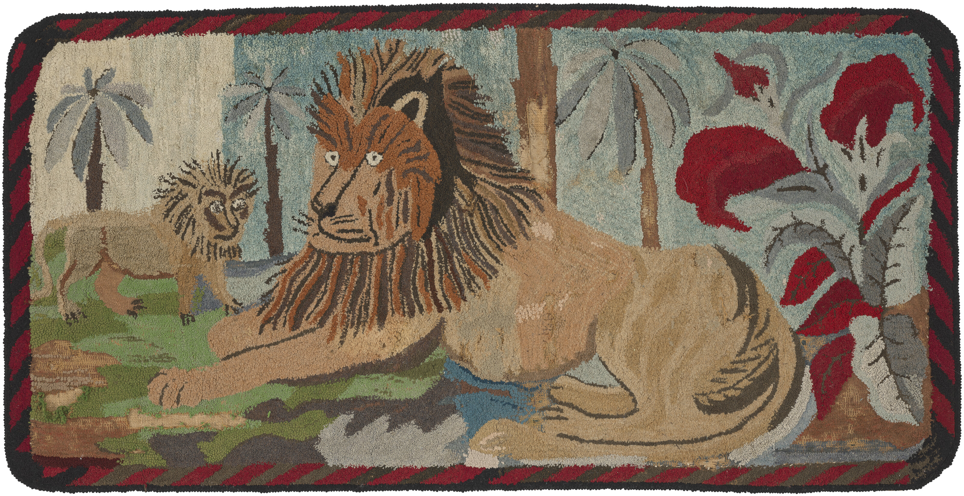 AN AMERICAN HOOKED RUG OF TWO LIONS, 19TH/20TH CENTURY | Christie’s