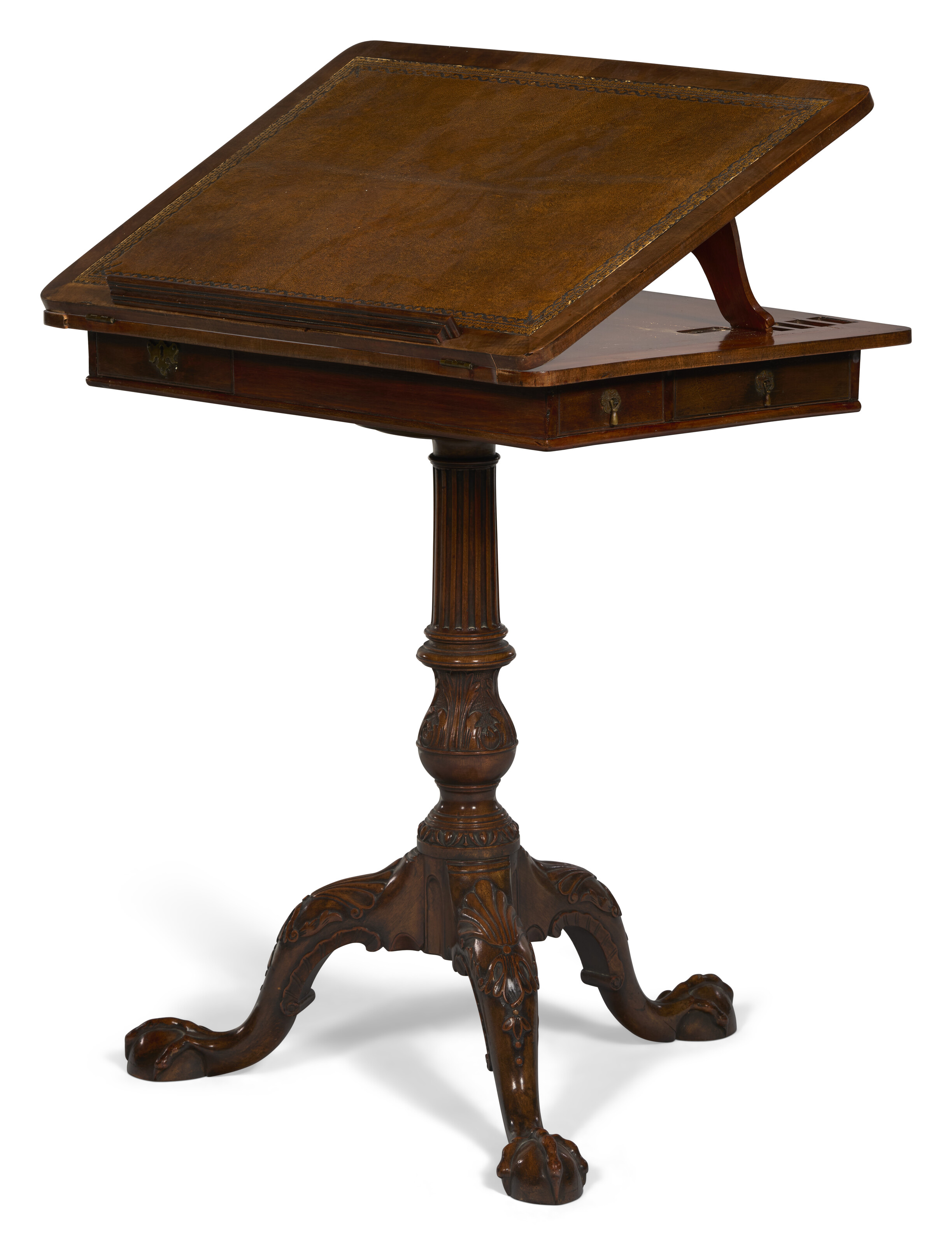 A GEORGE II MAHOGANY READING TABLE, CIRCA 1755, THE TOP POSSIBLY ...