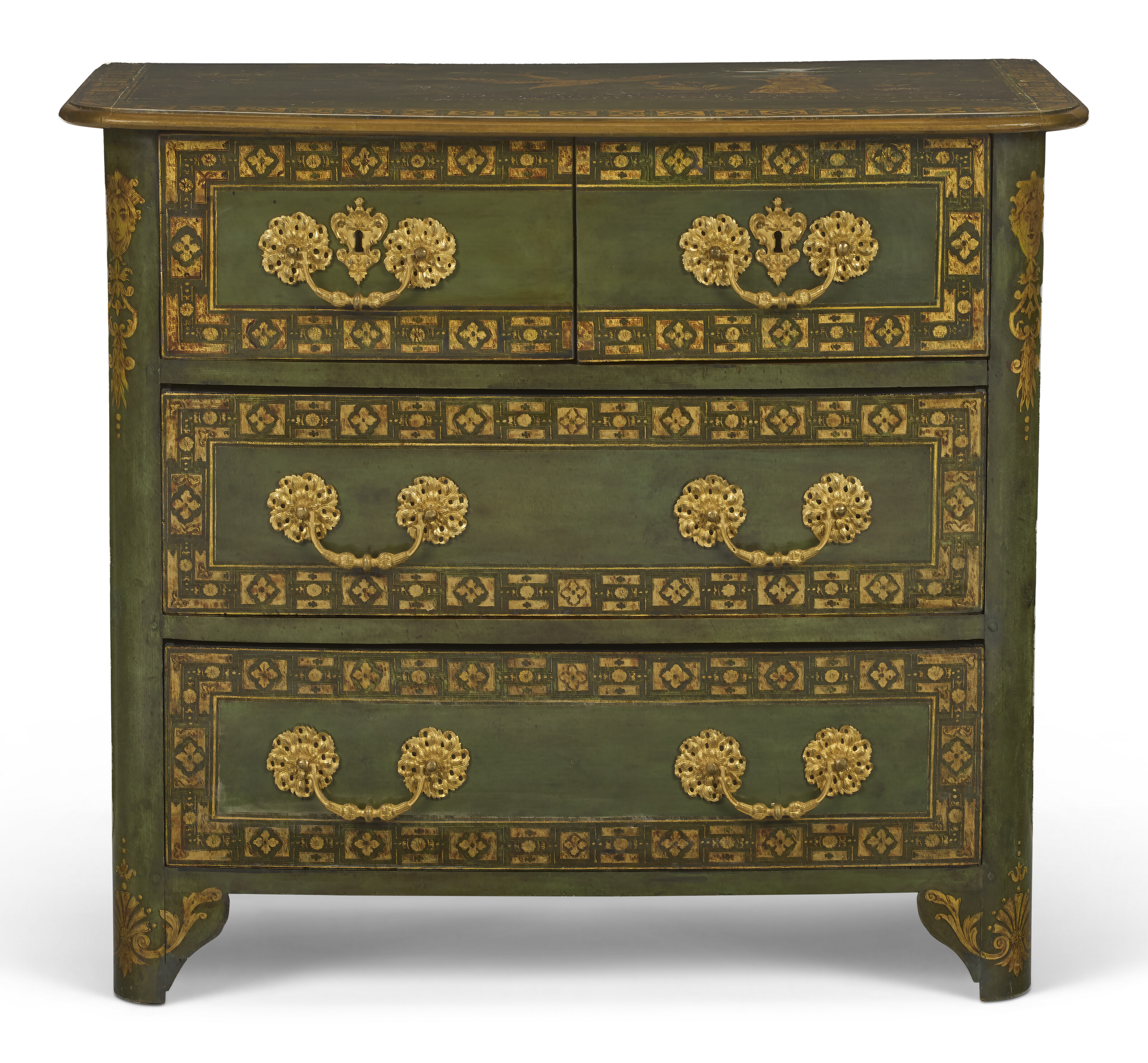 A CHINESE EXPORT REVERSE PAINTED MIRROR DEPICTING TWO PICT