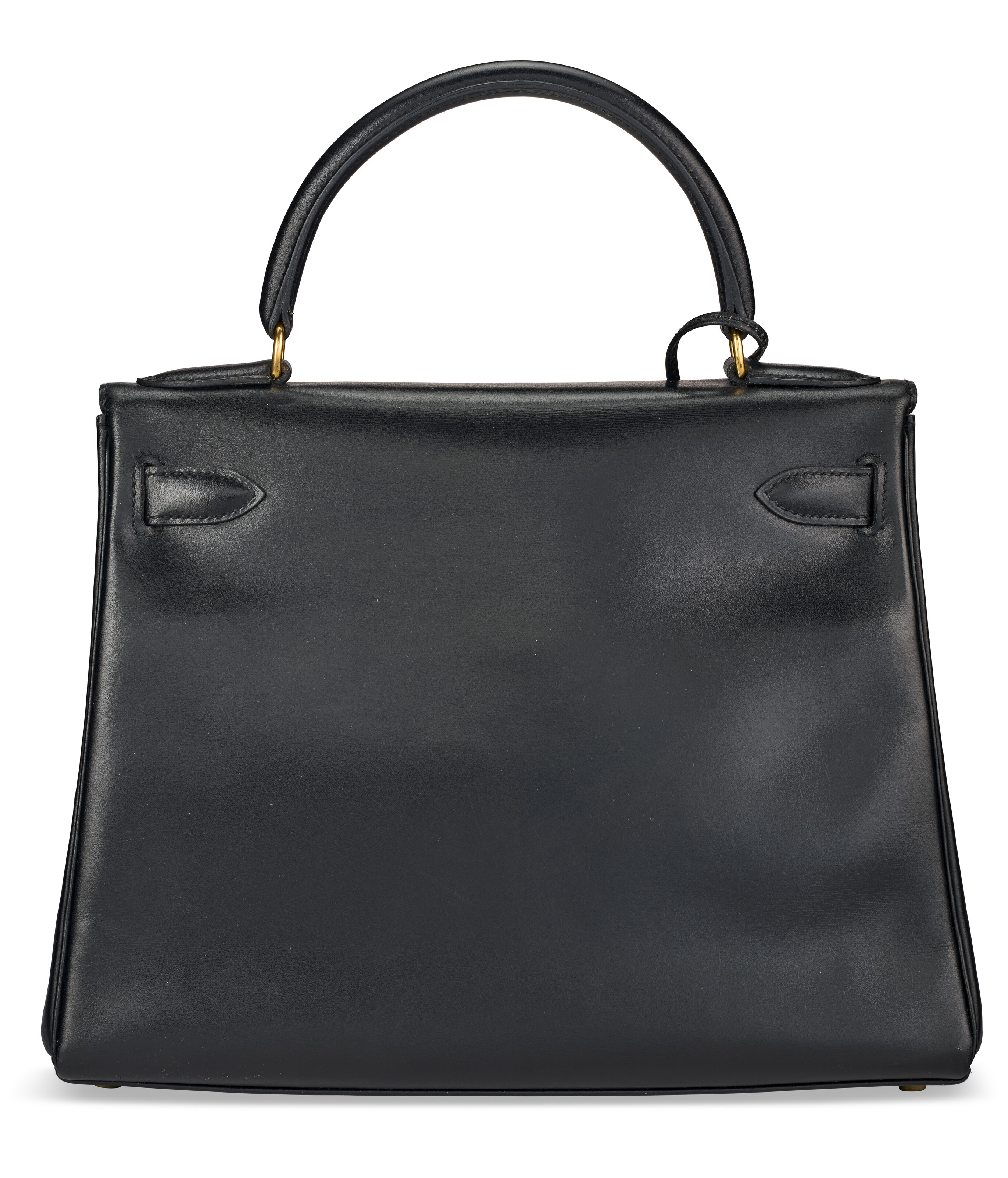 A BLACK CALF BOX LEATHER RETOURNÉ KELLY 28 WITH GOLD HARDWARE