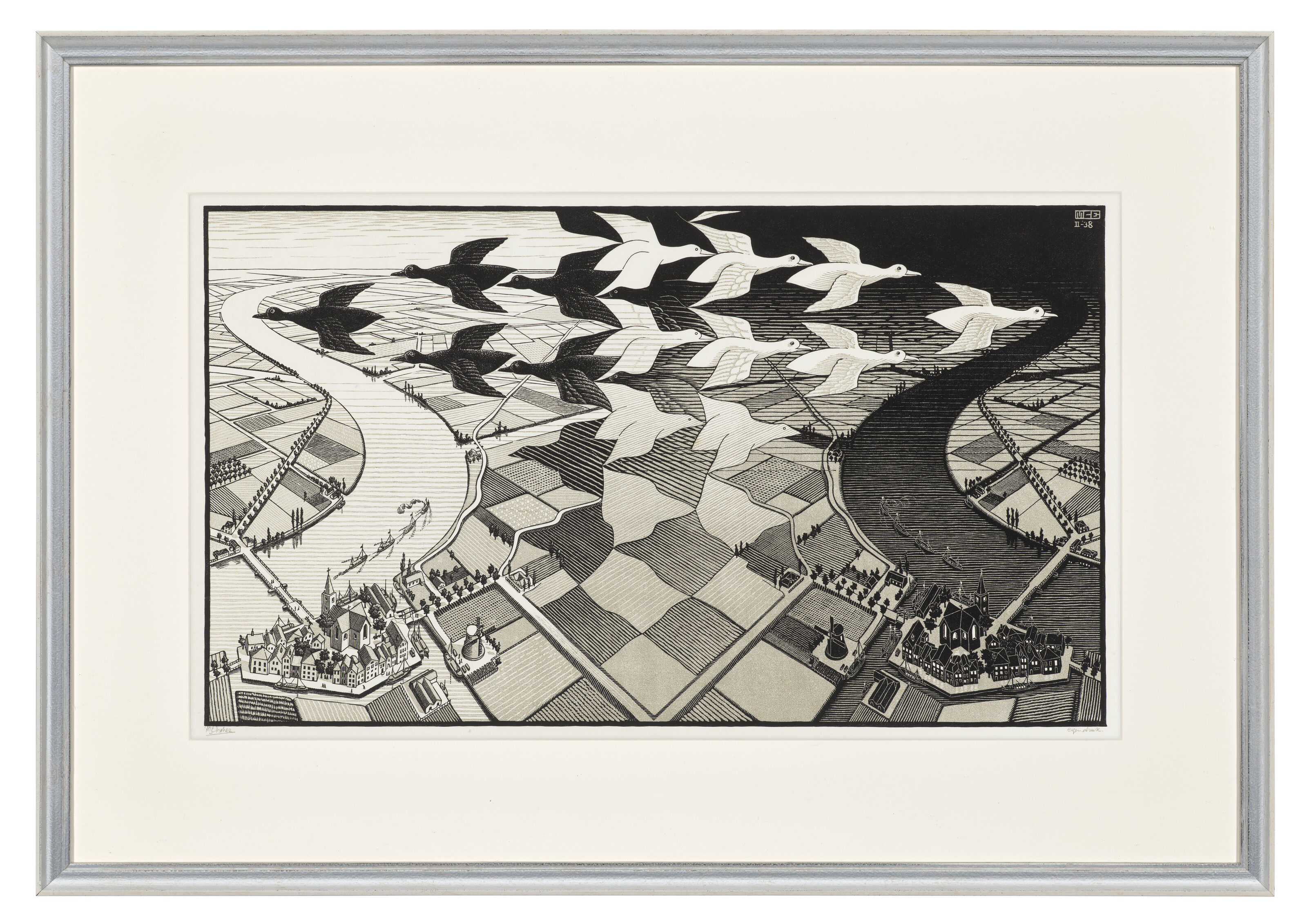 M.C. Escher mcエッシャー　Day&Night 昼と夜 Day and Night (M. C. Escher) - Wikipedia