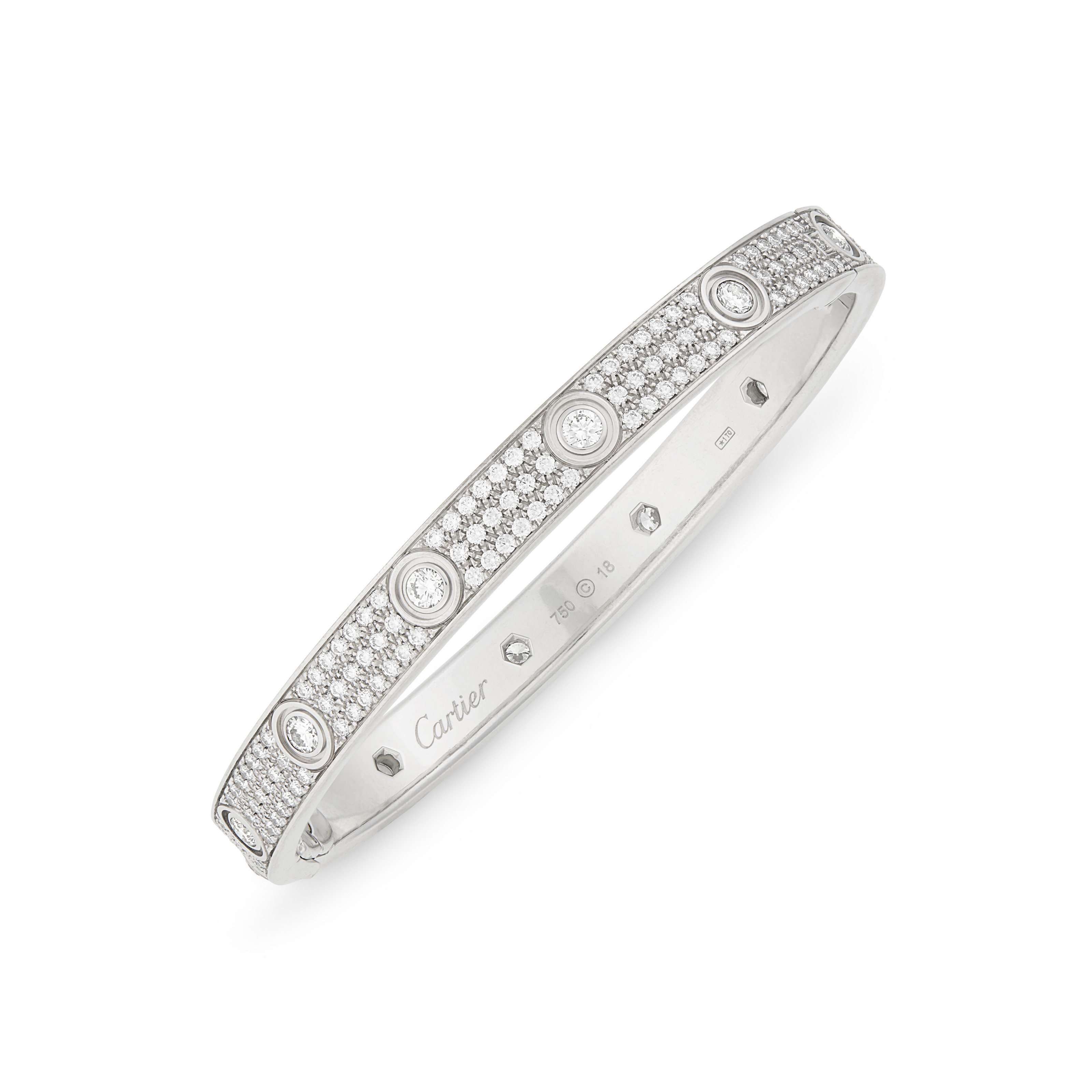 CARTIER DIAMOND AND WHITE GOLD 'LOVE' BANGLE BRACELET
