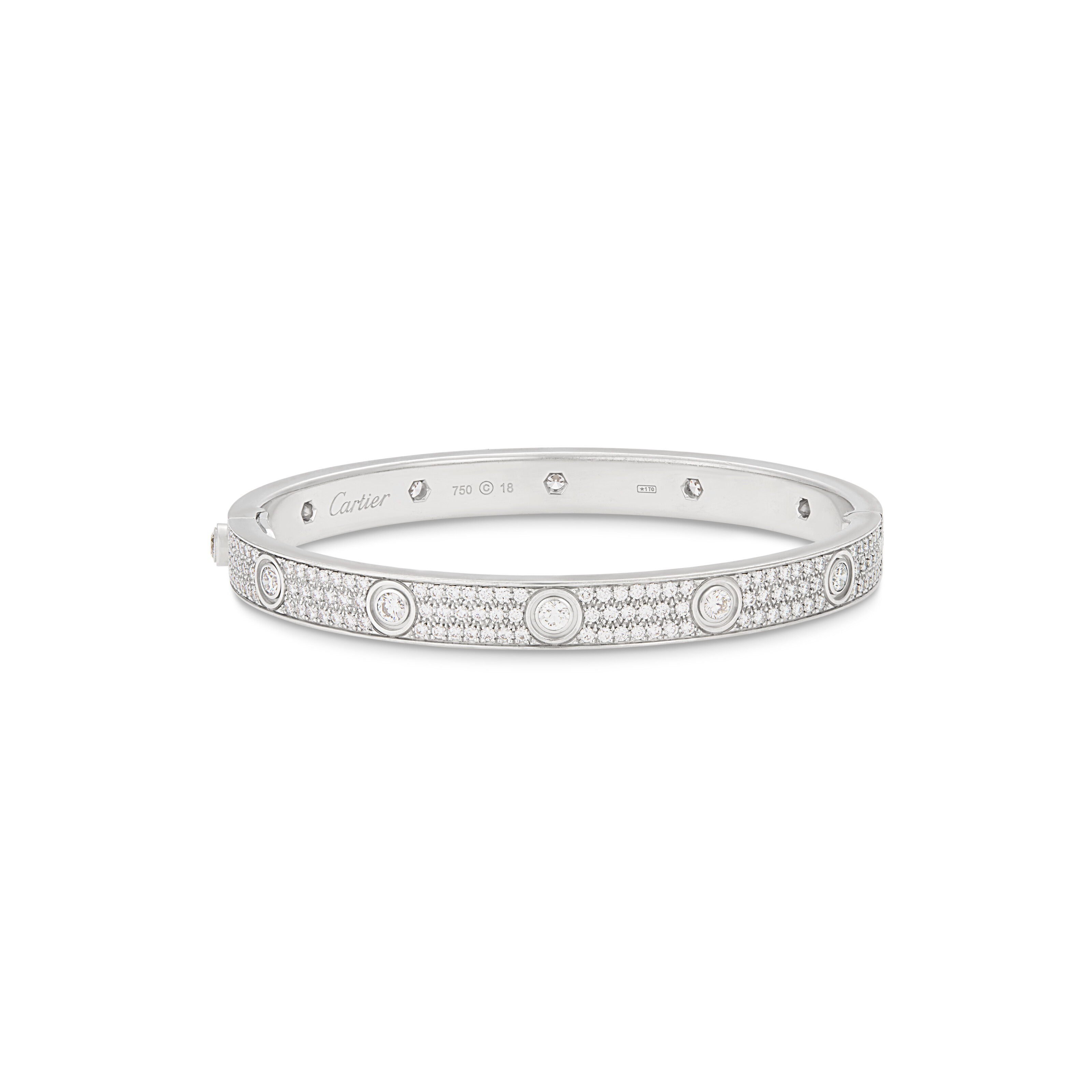CARTIER DIAMOND AND WHITE GOLD 'LOVE' BANGLE BRACELET image 3