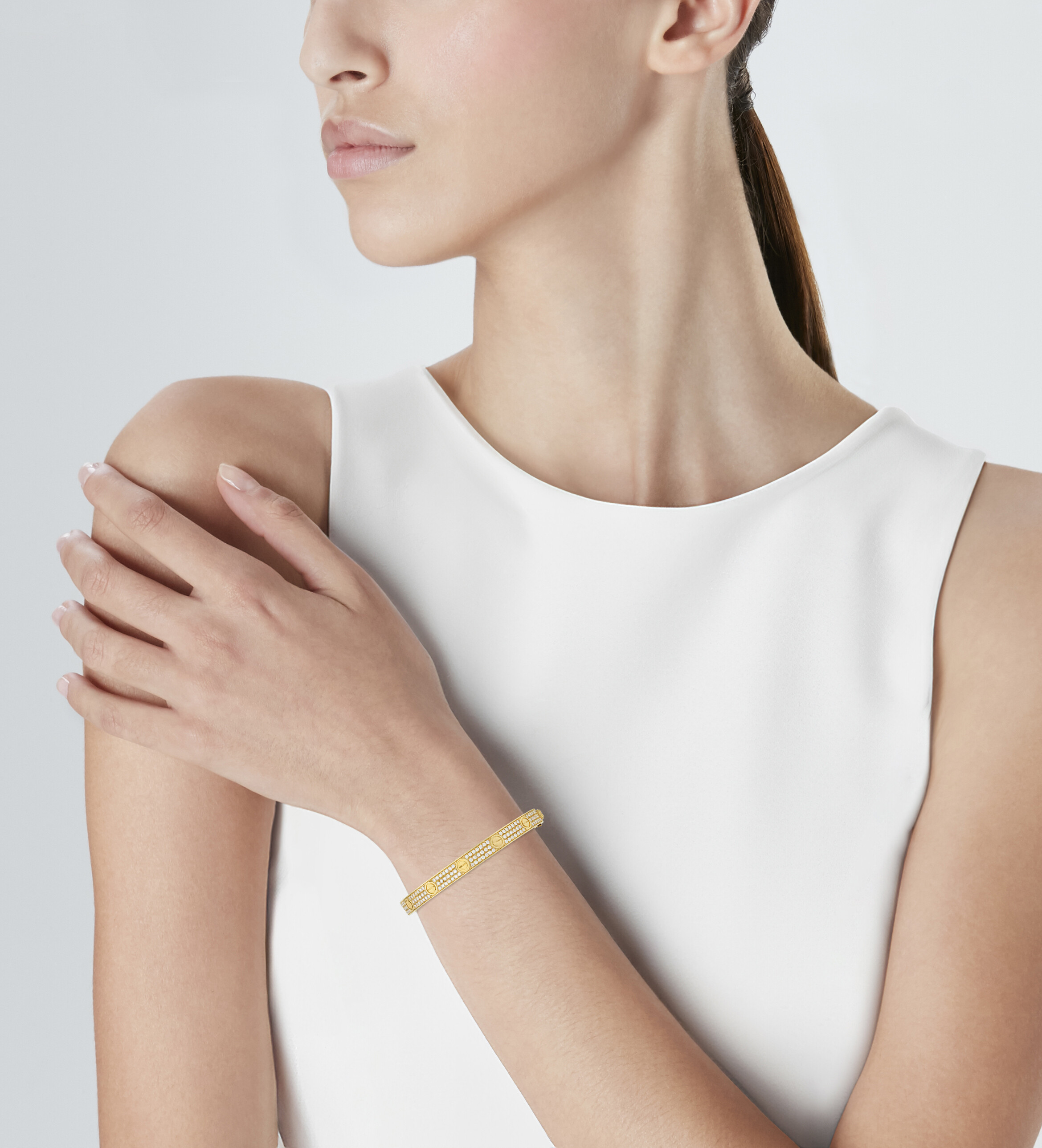 CARTIER DIAMOND AND GOLD 'LOVE' BANGLE BRACELET image 2