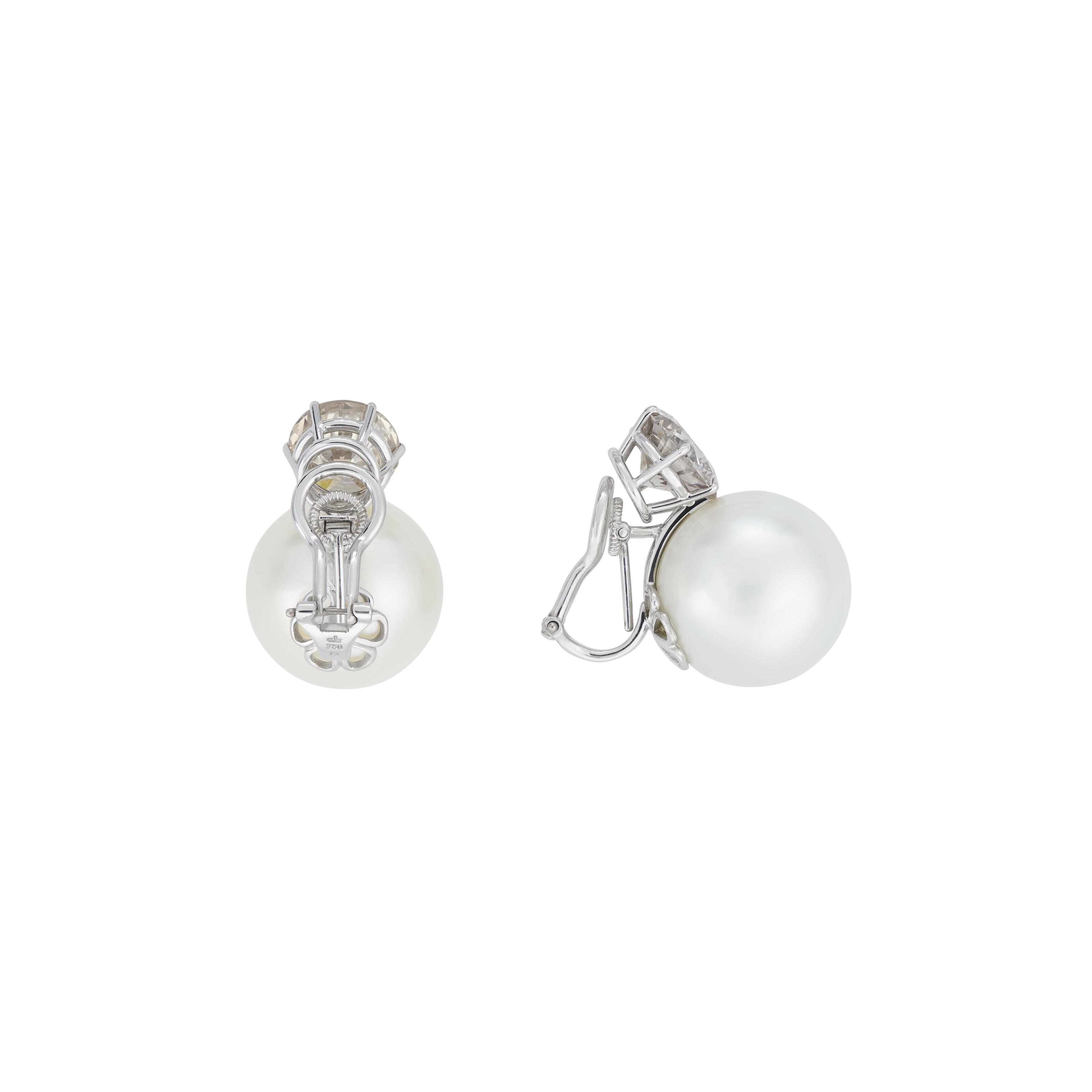 ADLER COLORED DIAMOND AND CULTURED PEARL EARRINGS image 5