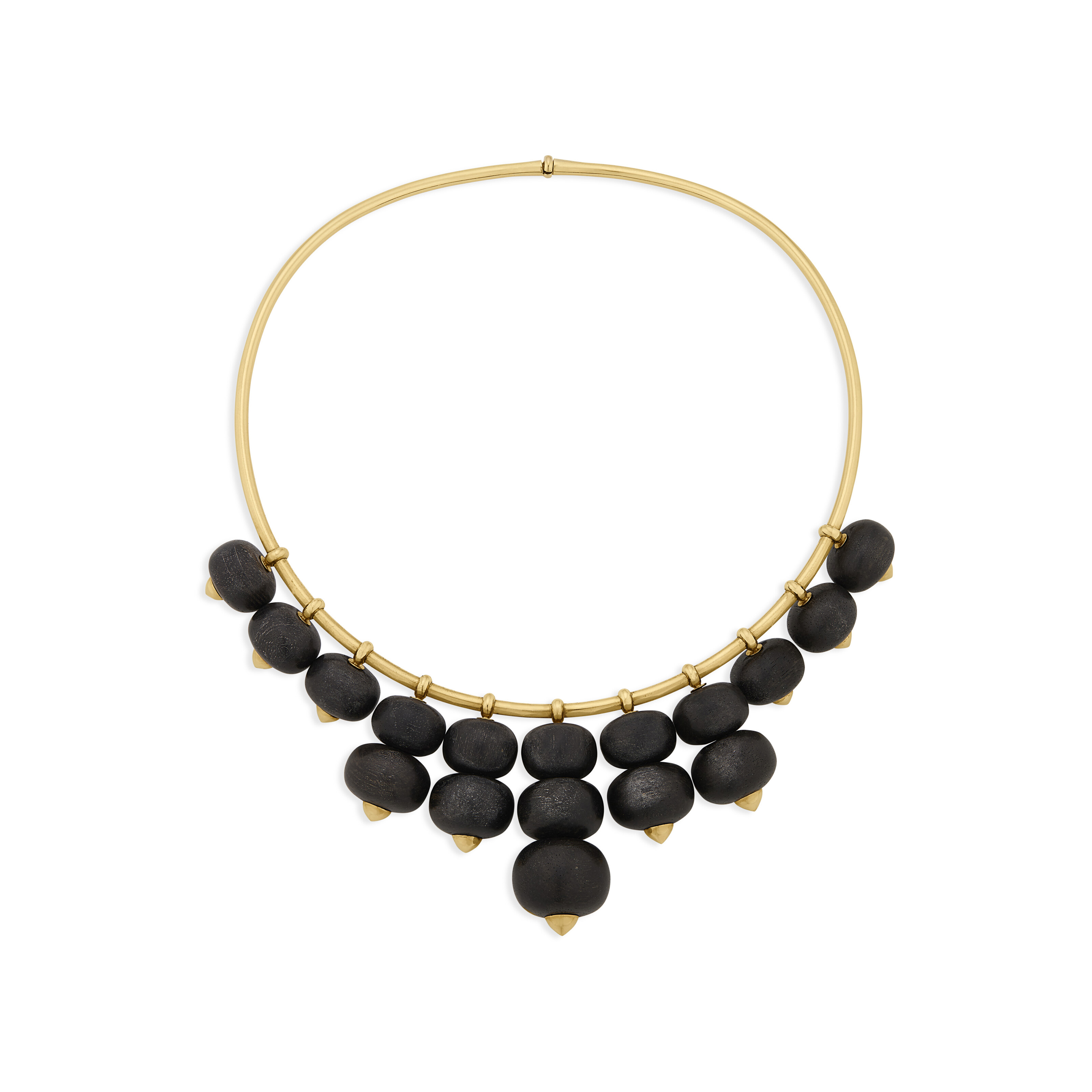 BELPERRON WOOD AND GOLD 'ABACUS' TORQUE NECKLACE