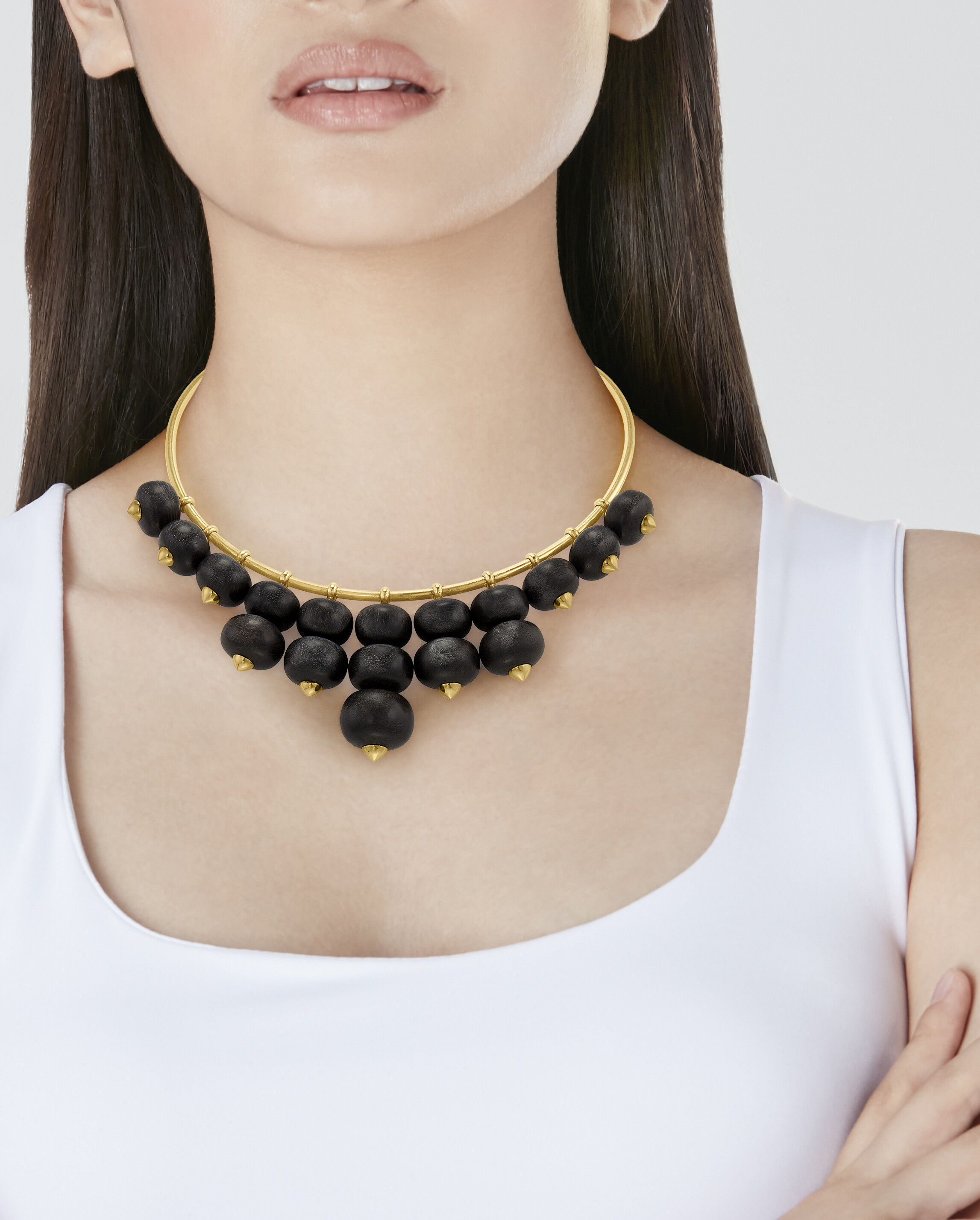 BELPERRON WOOD AND GOLD 'ABACUS' TORQUE NECKLACE image 2