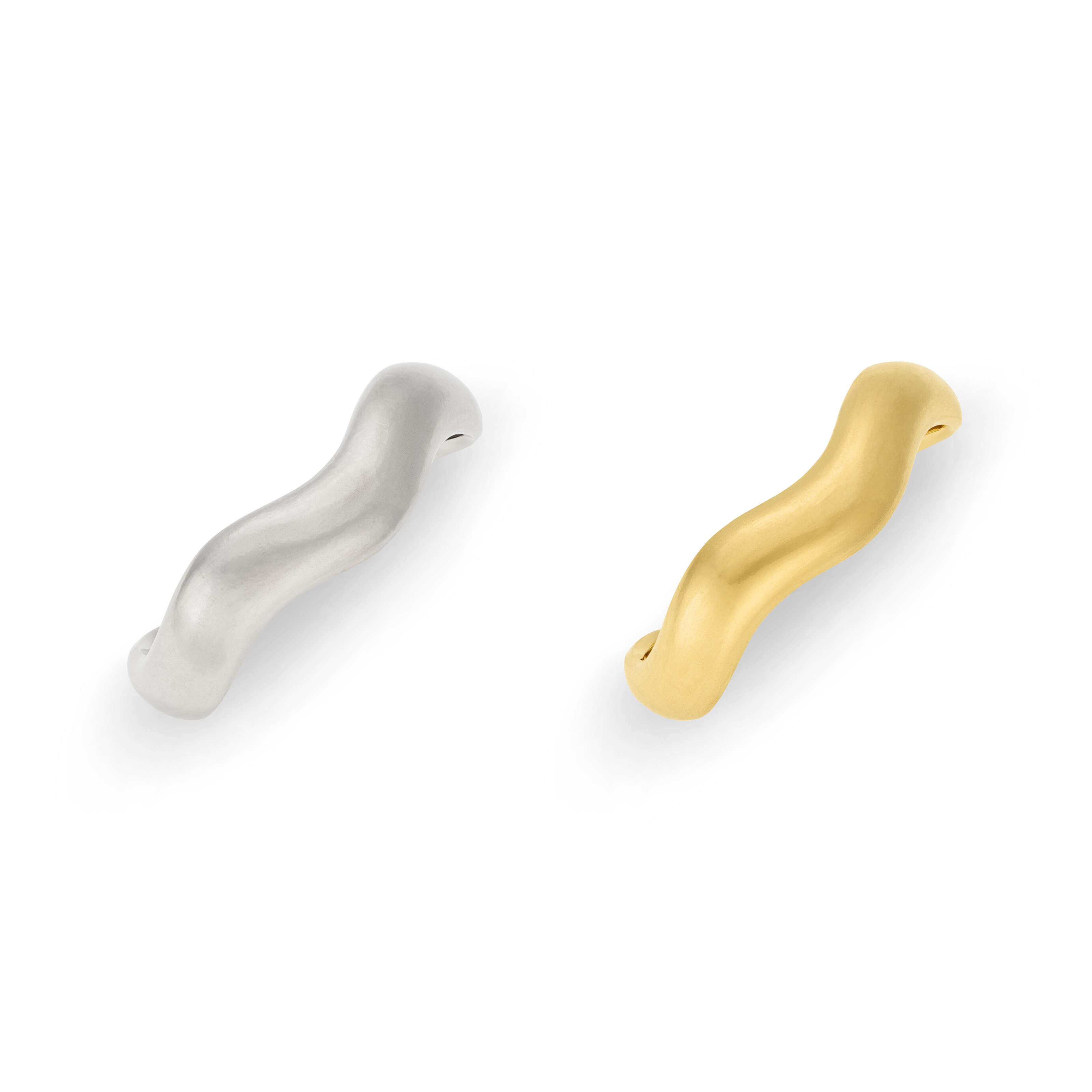 BELPERRON PAIR OF GOLD AND WHITE GOLD 'WAVE' CUFF BRACELETS