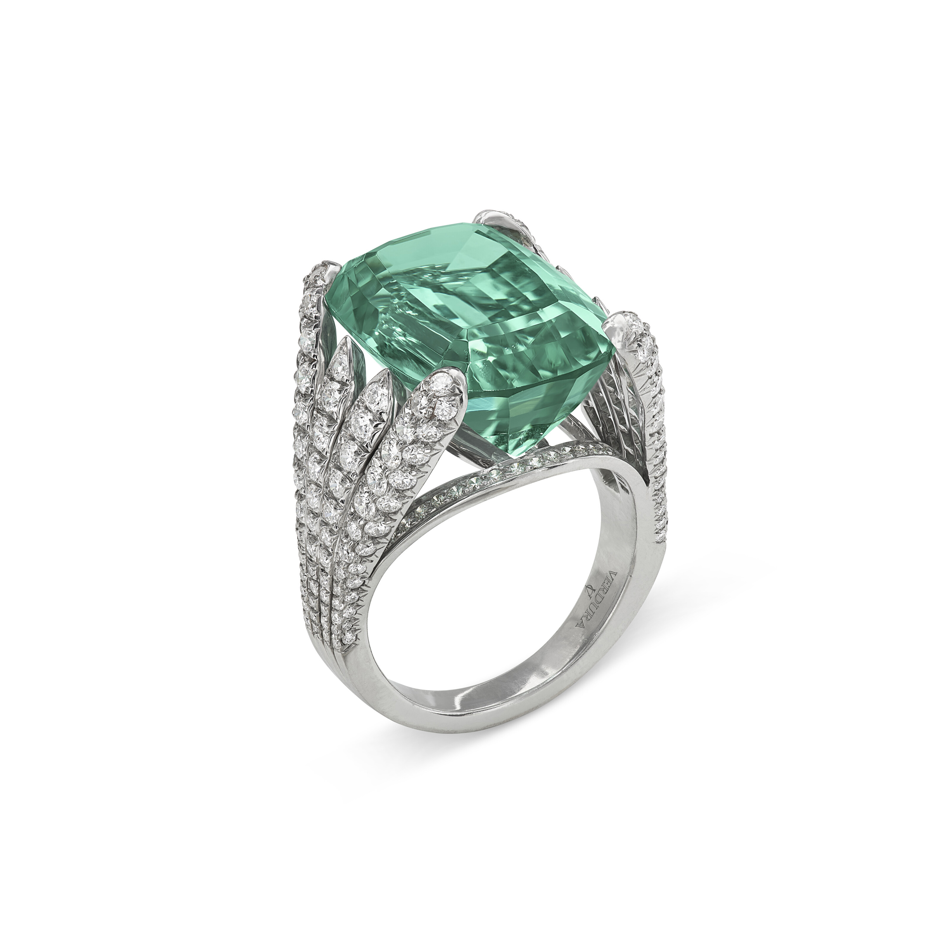 VERDURA TOURMALINE AND DIAMOND 'EIGHT BLADES' RING