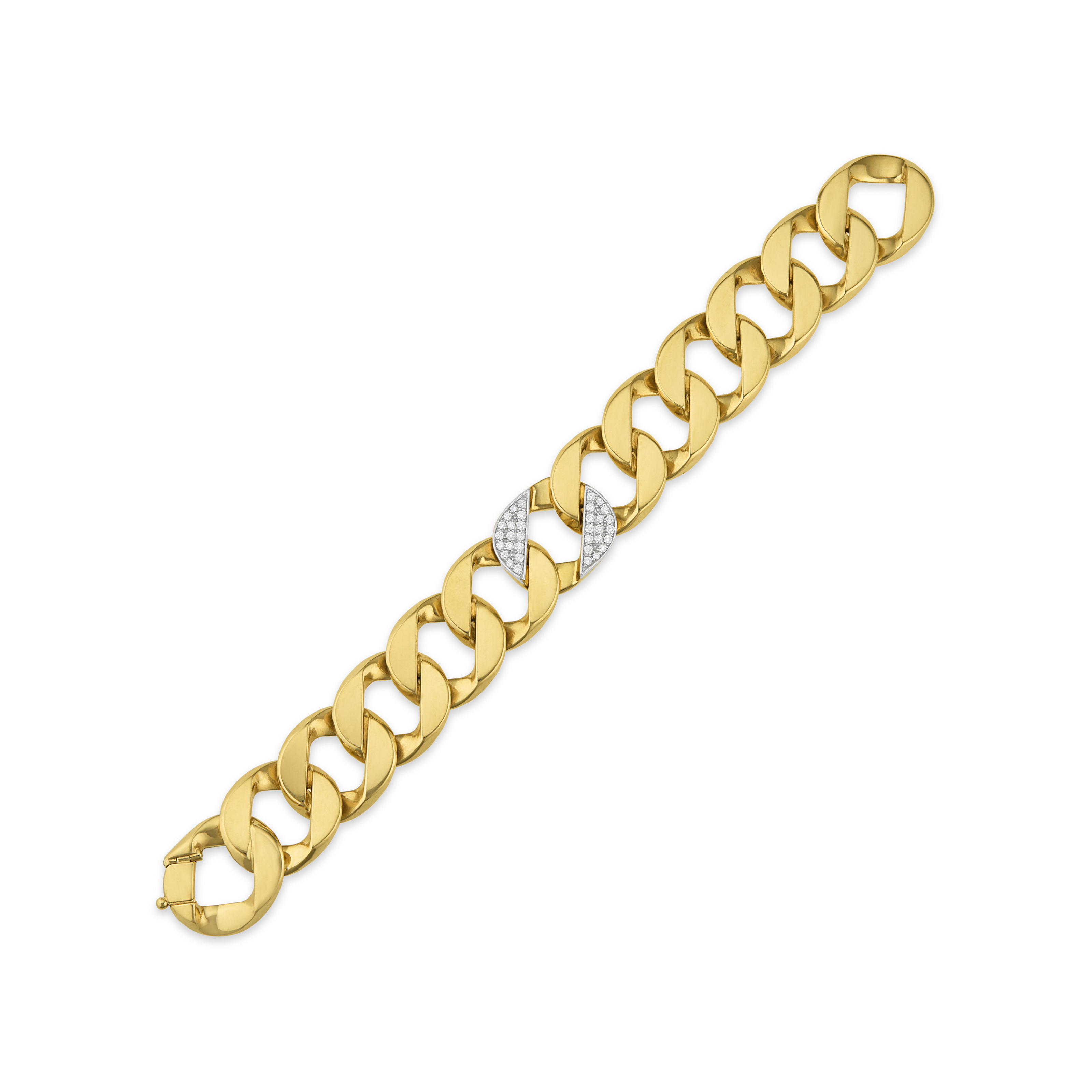 VERDURA DIAMOND AND GOLD 'CURB LINK' BRACELET