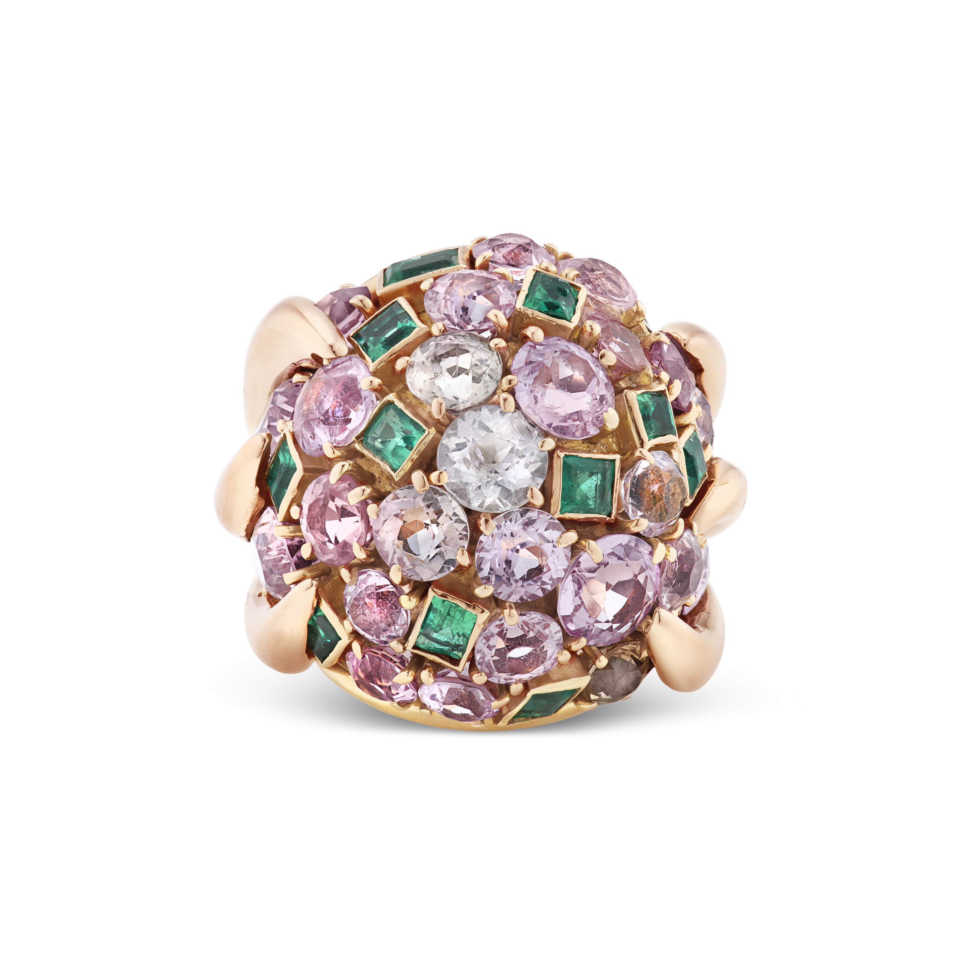 VERDURA RETRO EMERALD, PINK TOURMALINE AND PINK TOPAZ 'BLADES' RING image 3