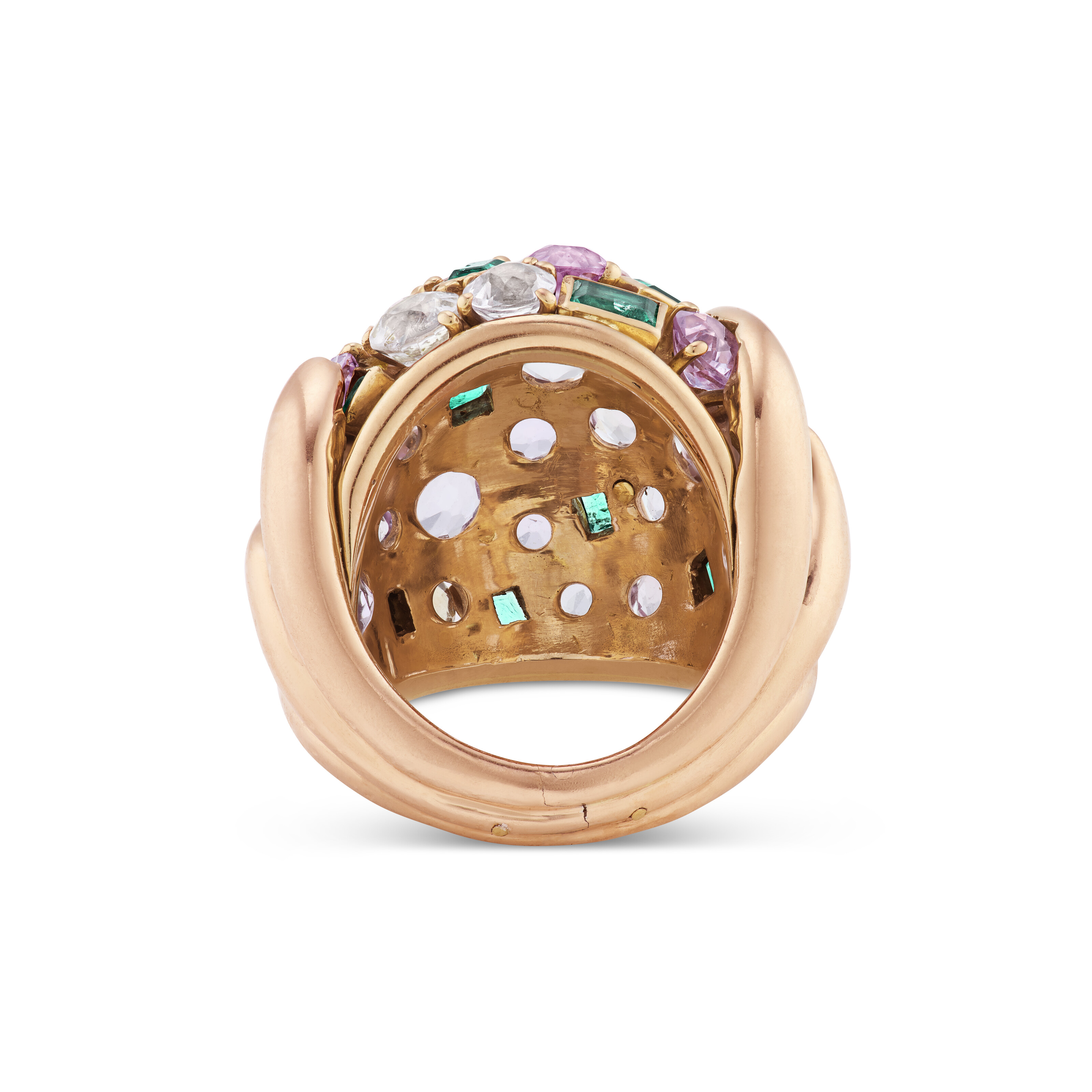 VERDURA RETRO EMERALD, PINK TOURMALINE AND PINK TOPAZ 'BLADES' RING image 4