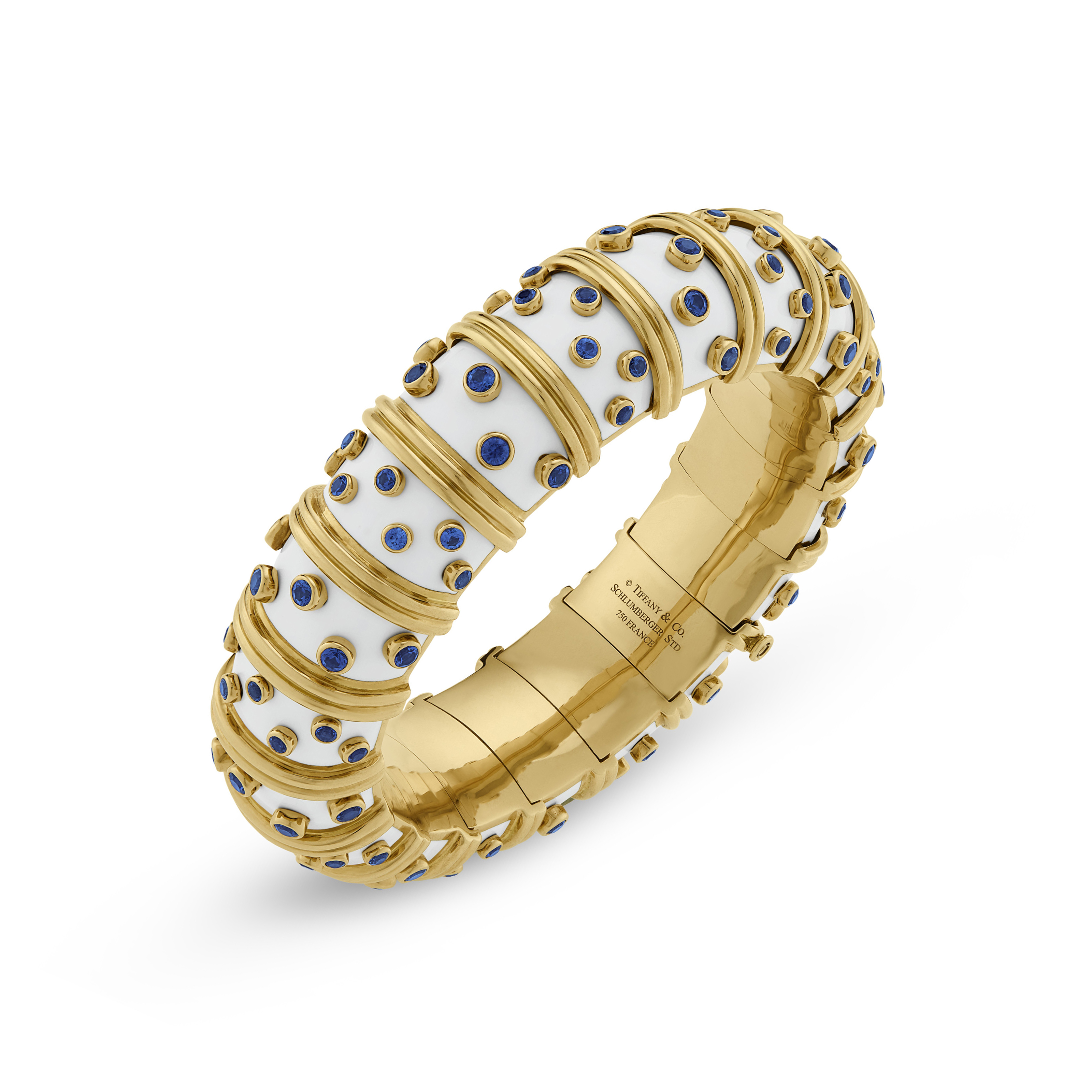Argha lemon ティファニー色　天珠 TIFFANY & CO., JEAN SCHLUMBERGER WHITE ENAMEL AND SAPPHIRE BANGLE