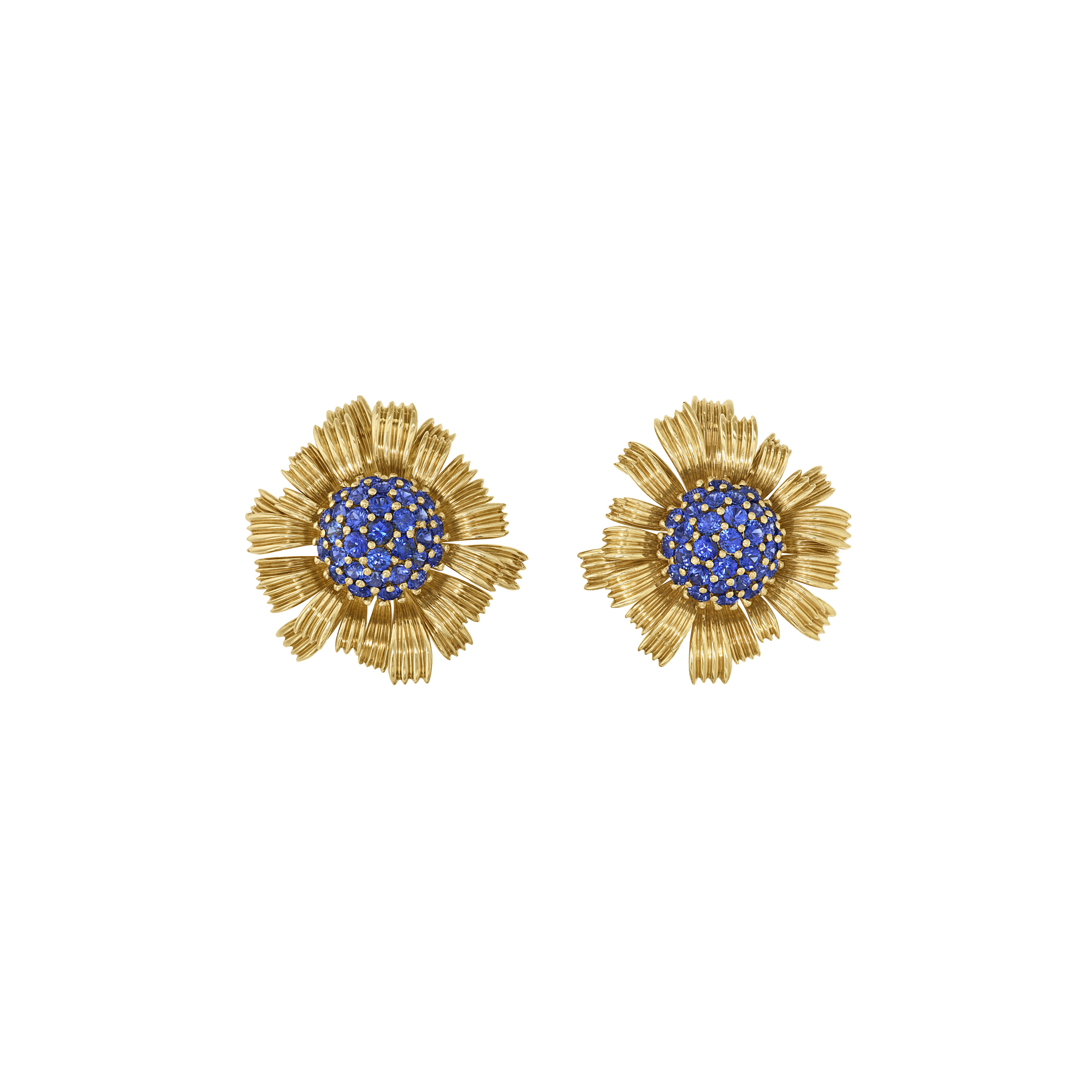 TIFFANY & CO., JEAN SCHLUMBERGER SAPPHIRE AND GOLD 'DAHLIA' EARRINGS