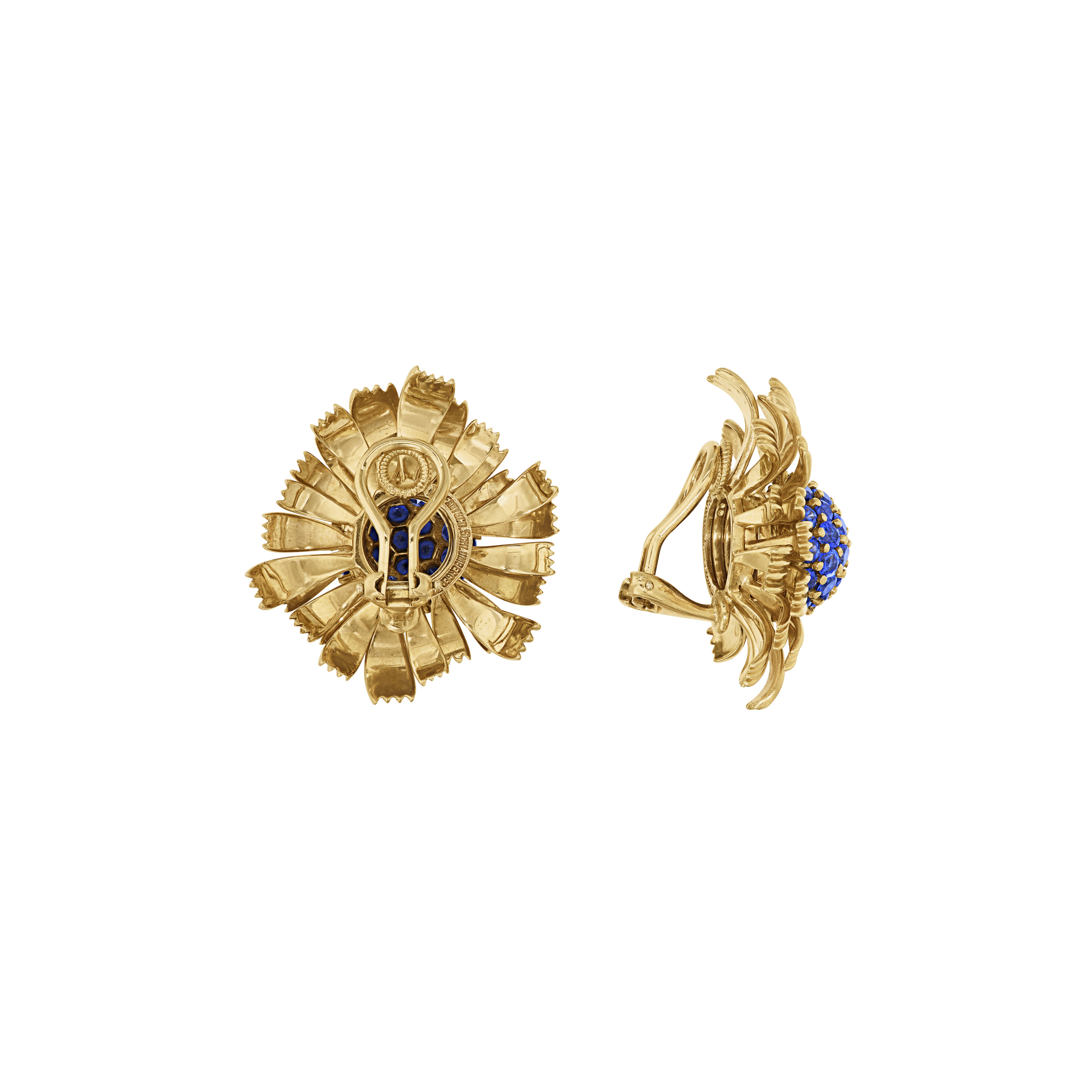 TIFFANY & CO., JEAN SCHLUMBERGER SAPPHIRE AND GOLD 'DAHLIA' EARRINGS image 3