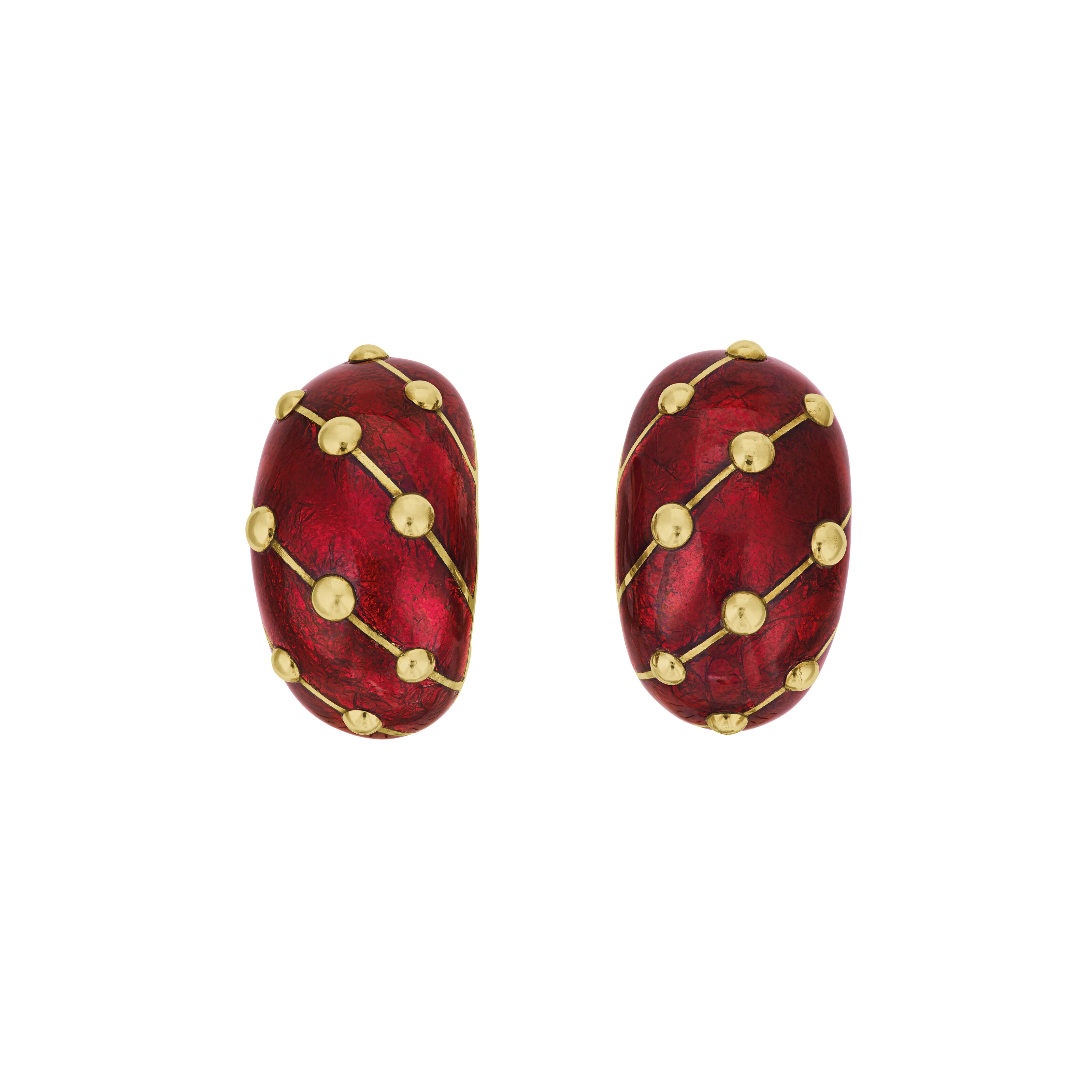 TIFFANY & CO., JEAN SCHLUMBERGER SET OF ENAMEL AND GOLD 'DOT LOSANGE' JEWELRY image 5