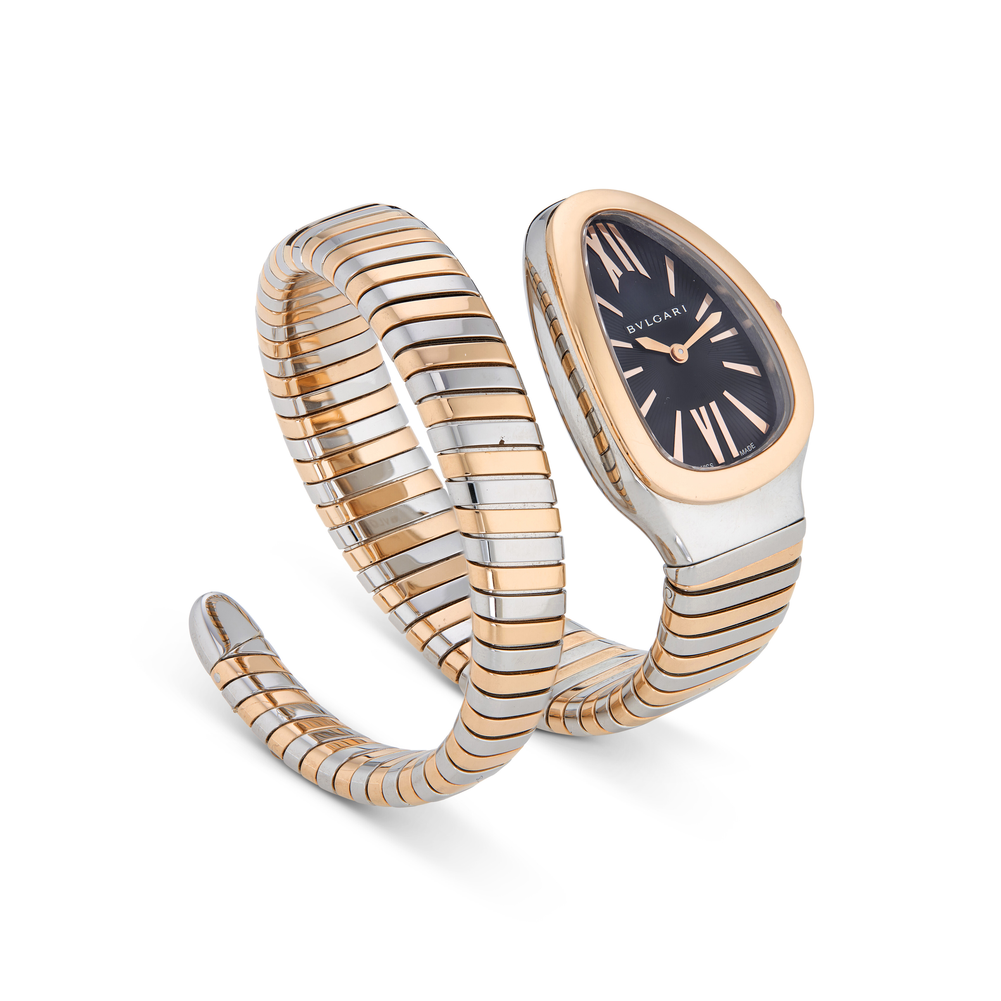 BULGARI ROSE GOLD AND STAINLESS STEEL 'SERPENTI TUBOGAS' WATCH