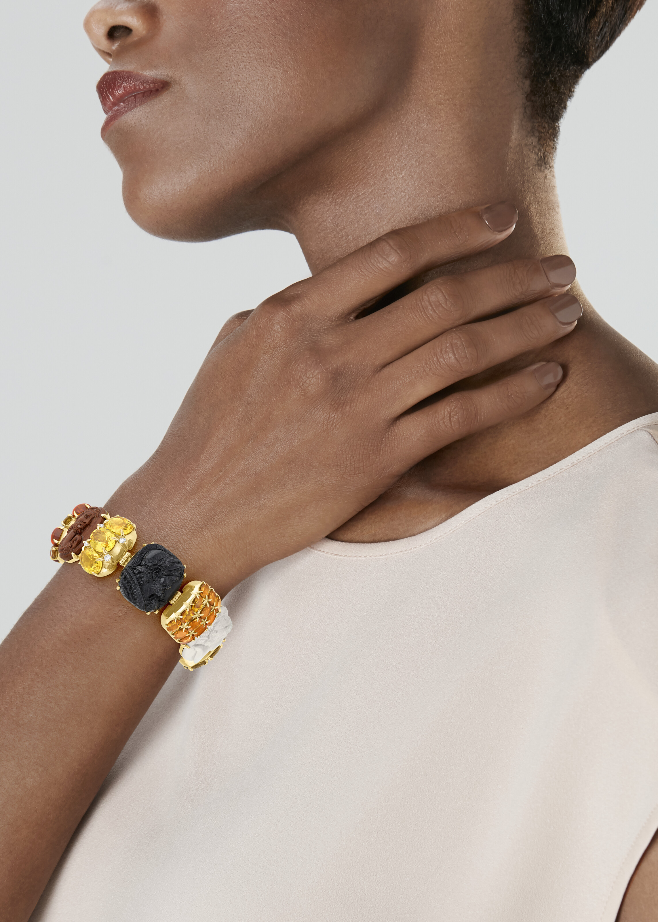 SEAMAN SCHEPPS CAMEO, QUARTZ AND DIAMOND 'RIO' BRACELET image 2