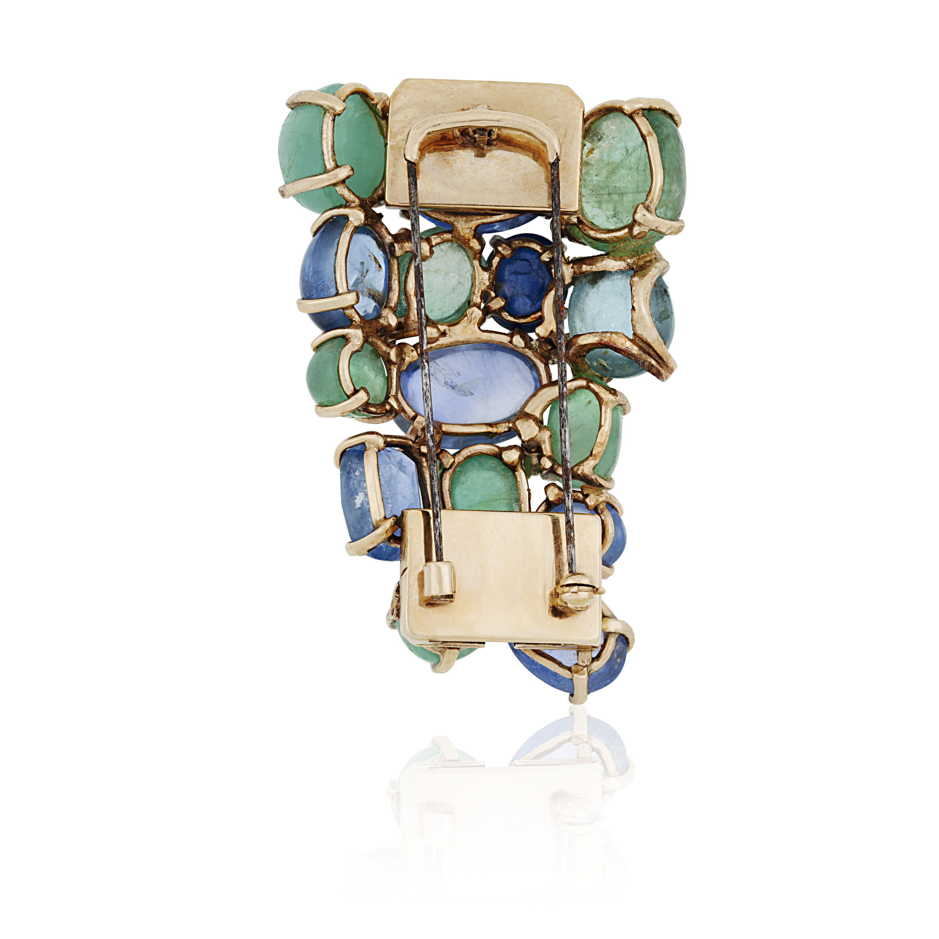 SEAMAN SCHEPPS MULTI-GEM AND DIAMOND BROOCH WITH UNSIGNED MULTI-GEM DIAMOND BROOCH AND EARRINGS image 8