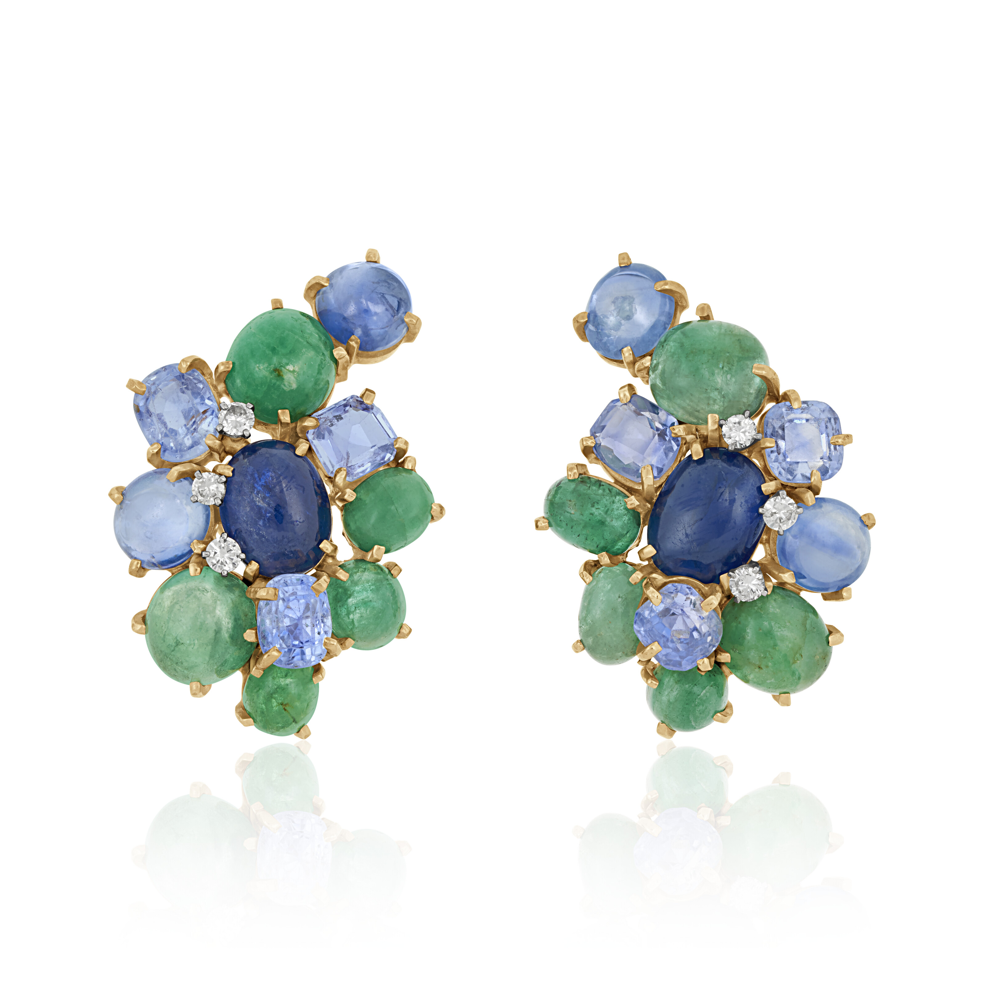 SEAMAN SCHEPPS MULTI-GEM AND DIAMOND BROOCH WITH UNSIGNED MULTI-GEM DIAMOND BROOCH AND EARRINGS image 9