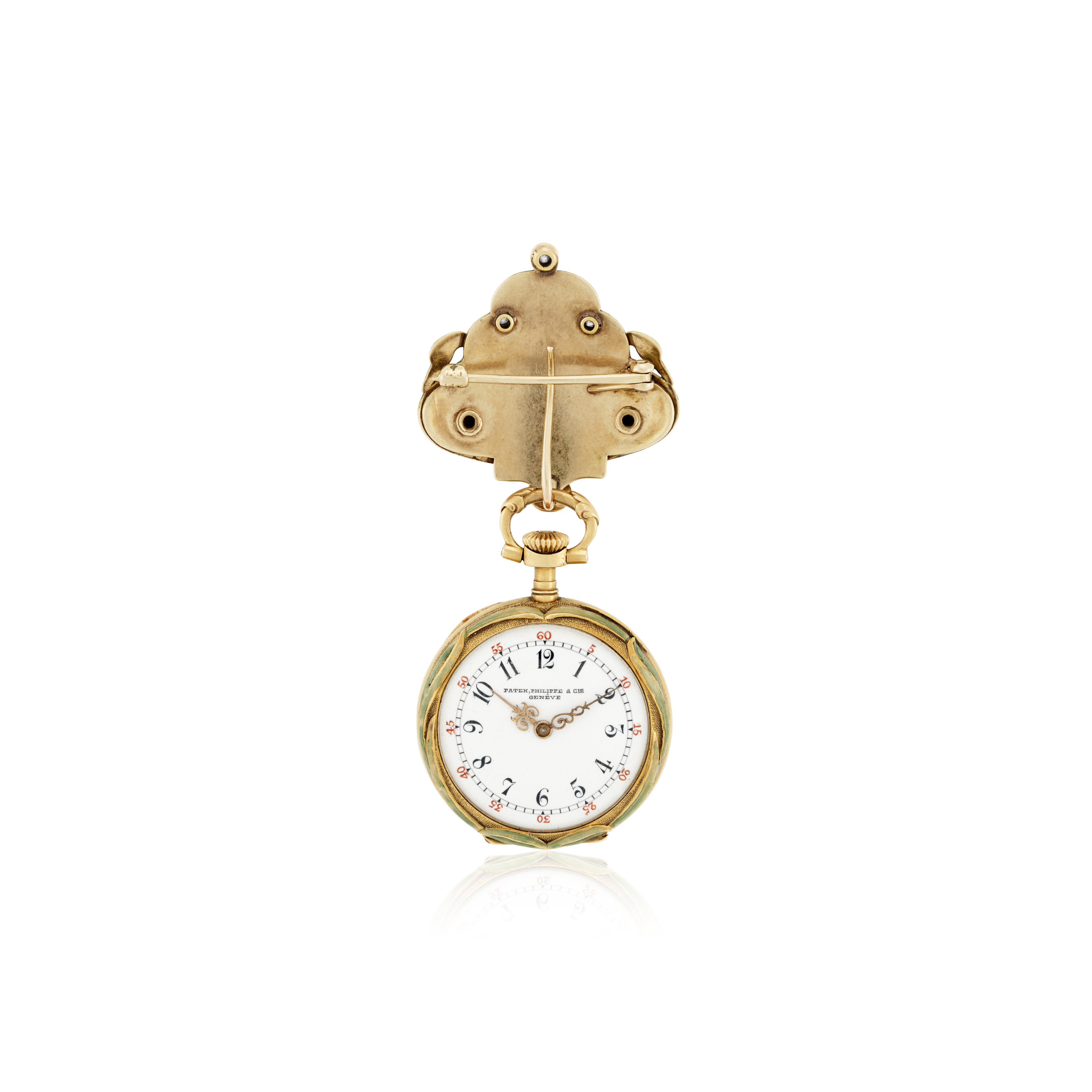 PATEK PHILIPPE ART NOUVEAU ENAMEL AND DIAMOND PENDANT-WATCH image 3
