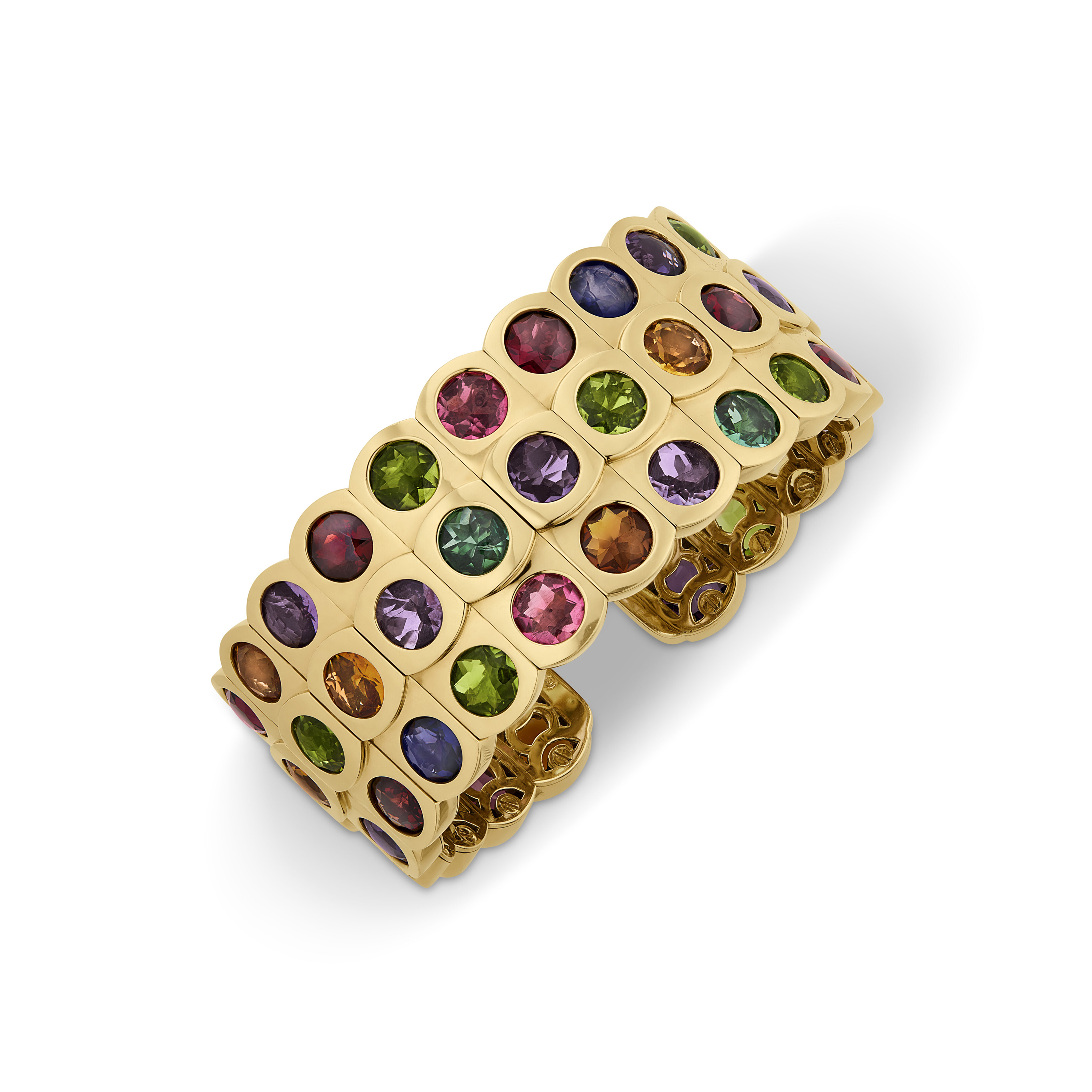 CHANEL MULTI-GEM AND GOLD CUFF BRACELET