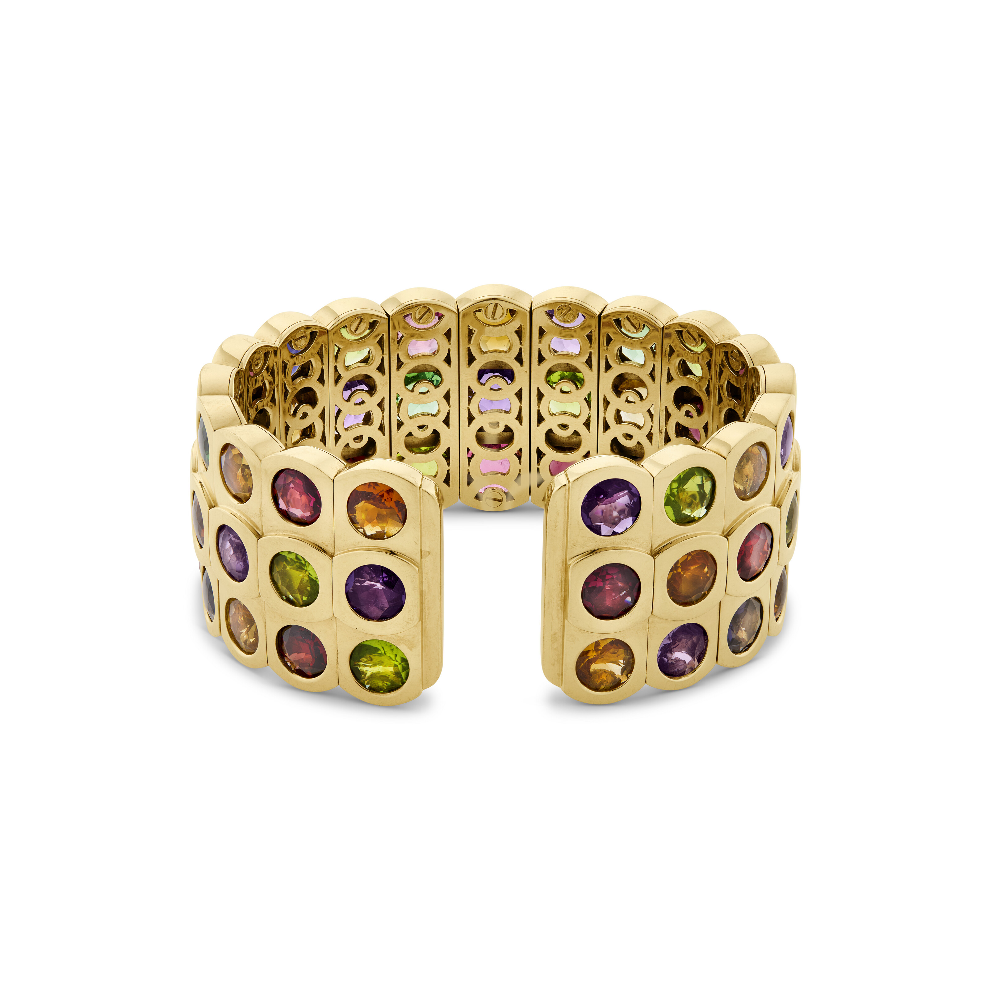 CHANEL MULTI-GEM AND GOLD CUFF BRACELET image 3