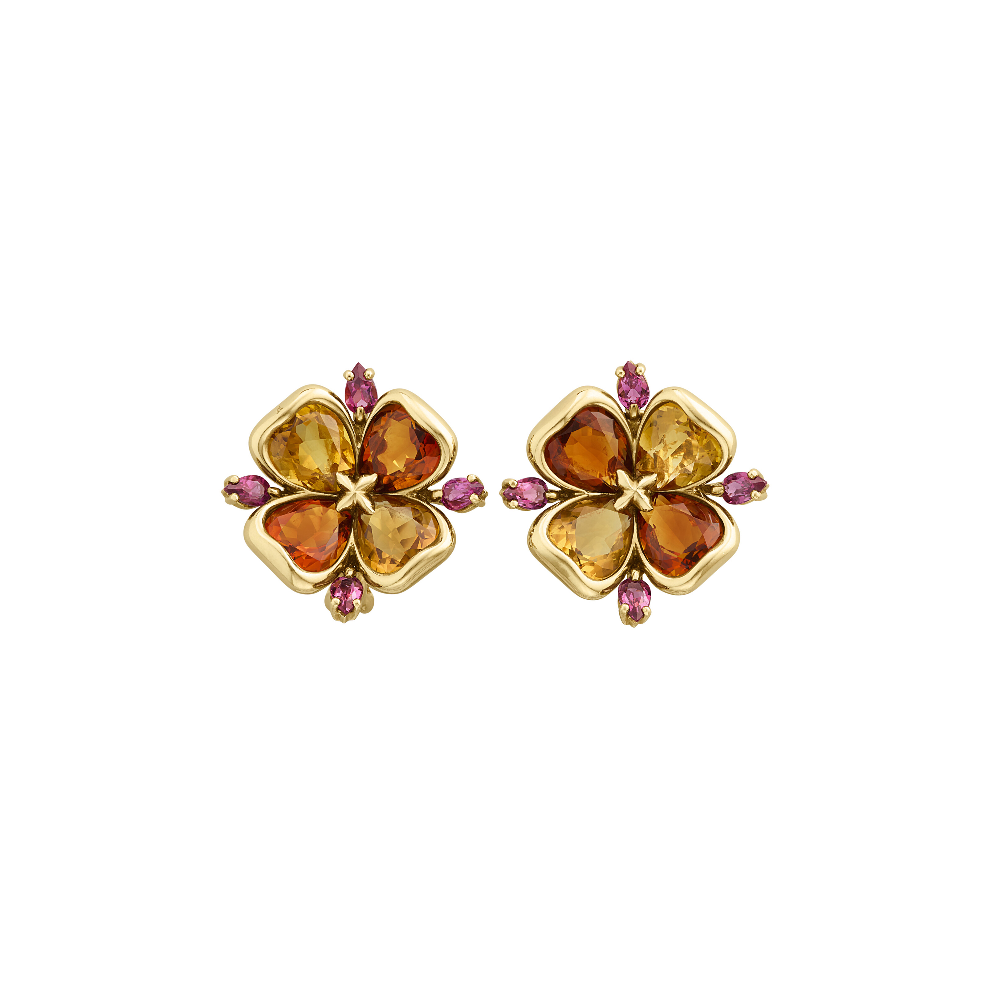 CHANEL CITRINE AND GARNET EARRINGS