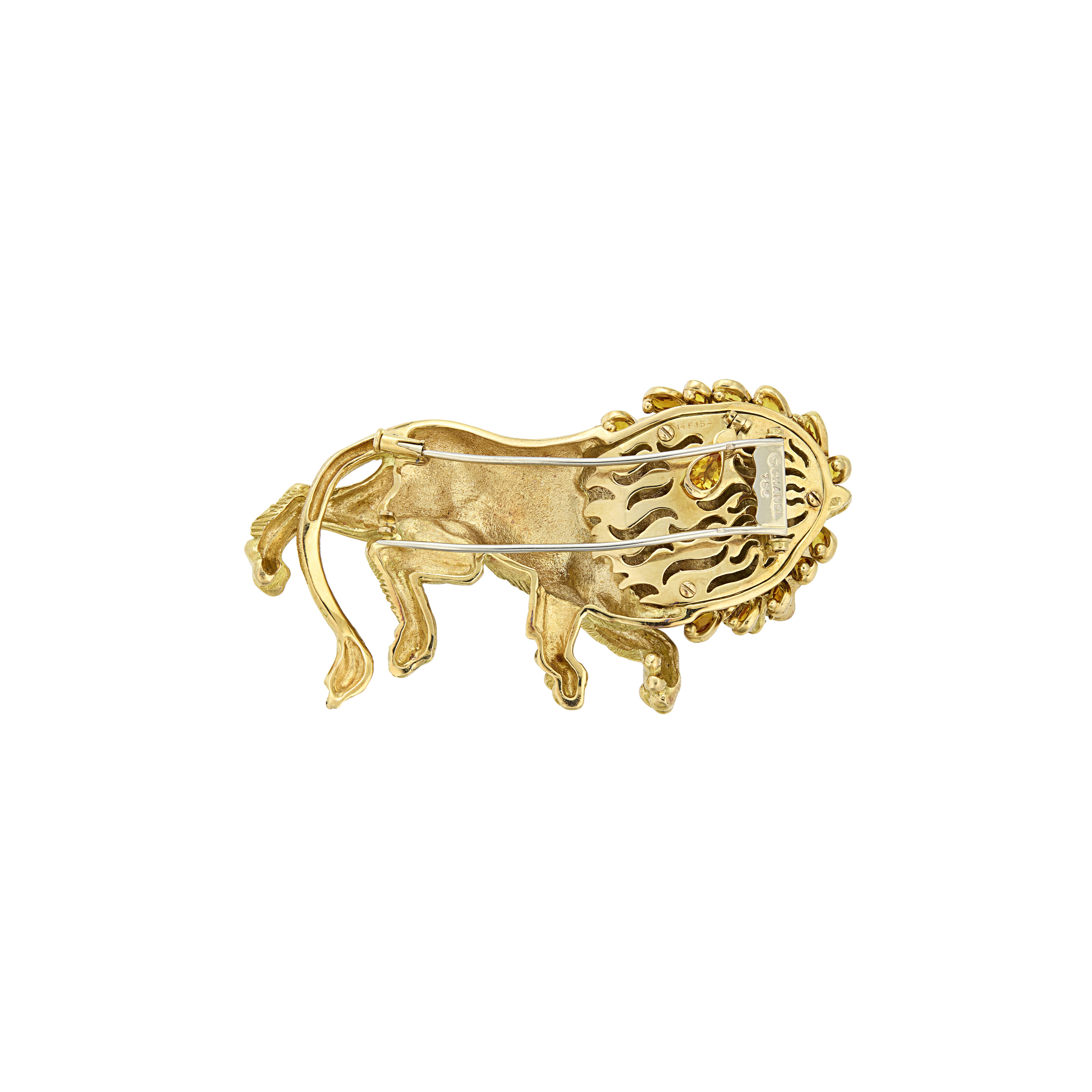 CHANEL CITRINE, DIAMOND AND GOLD LION BROOCH image 3