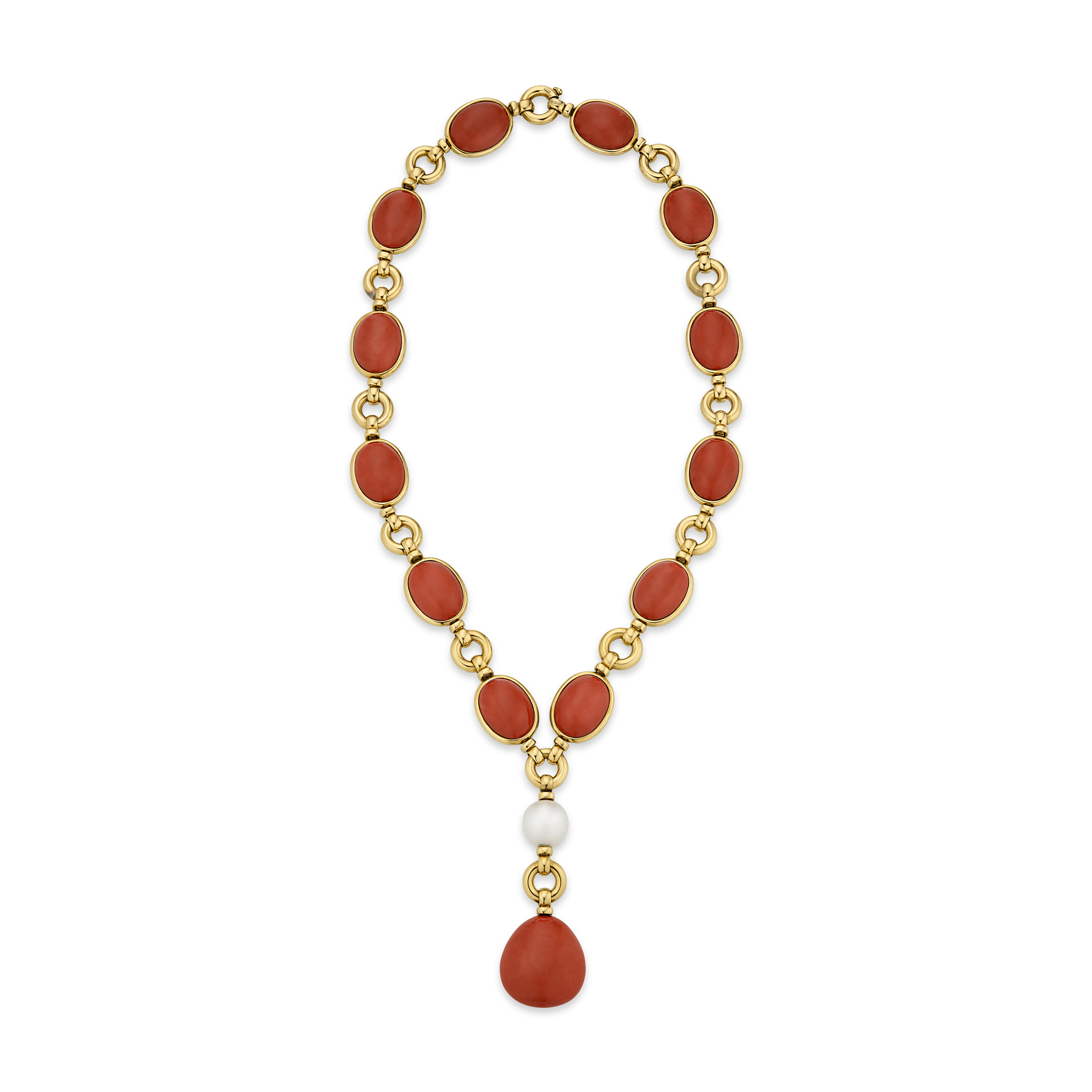 CHANEL CORAL AND CULTURED PEARL NECKLACE
