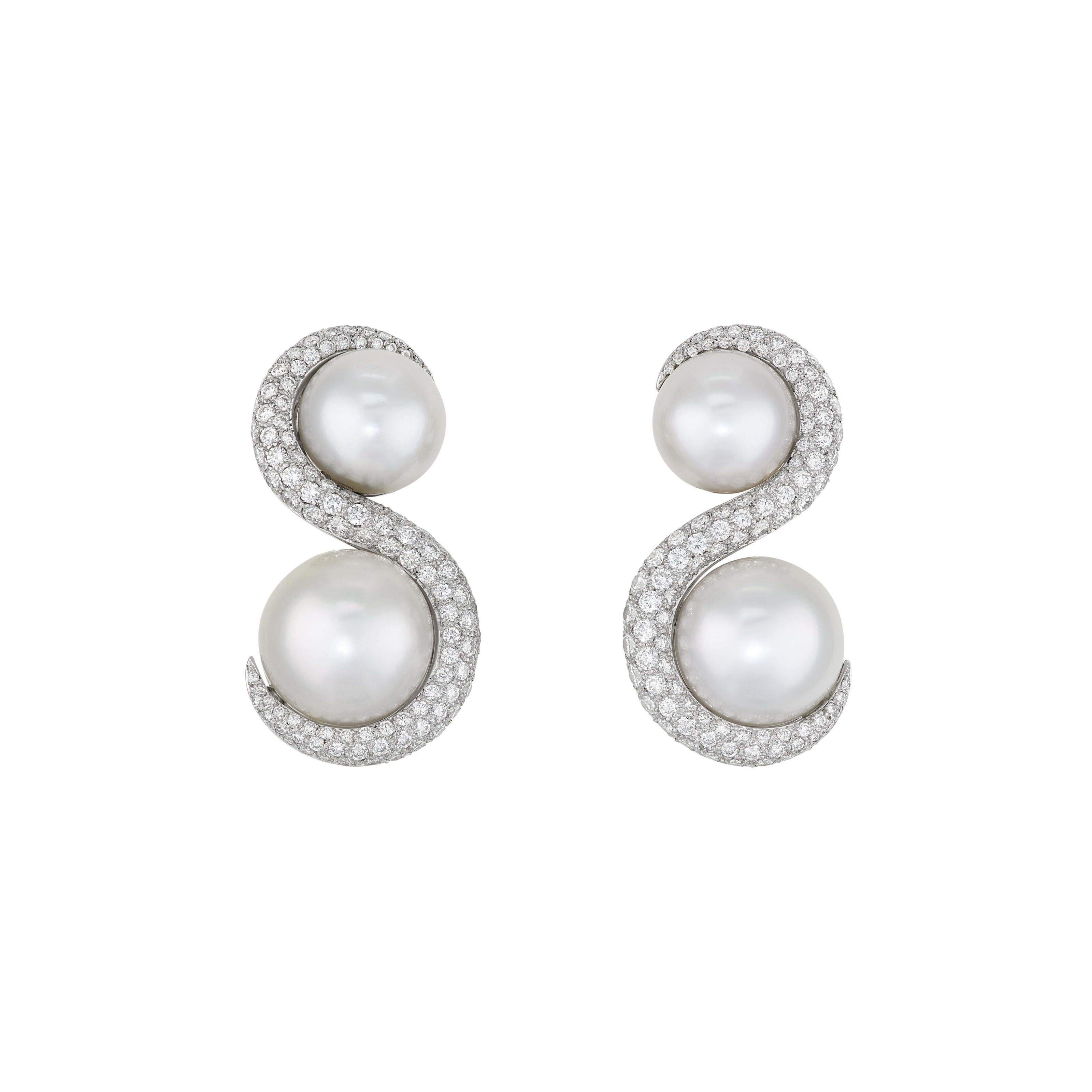 CHANEL CULTURED PEARL AND DIAMOND EARRINGS