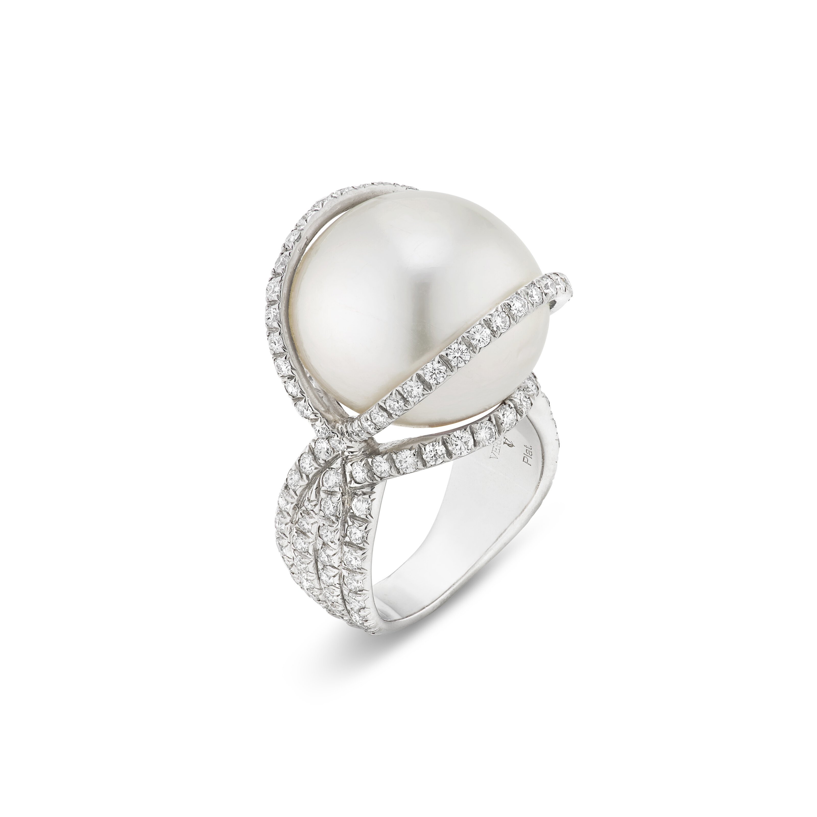 VERDURA CULTURED PEARL AND DIAMOND 'WRAPPED' RING