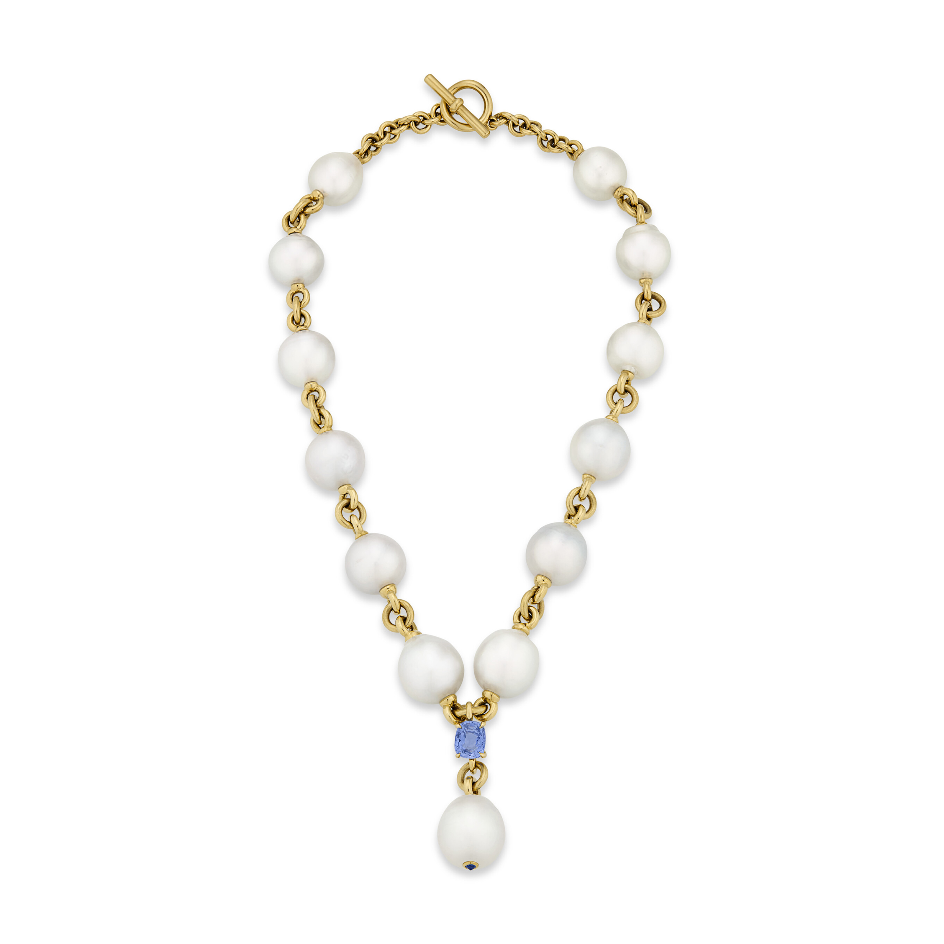 VERDURA CULTURED PEARL AND SAPPHIRE 'Y' NECKLACE