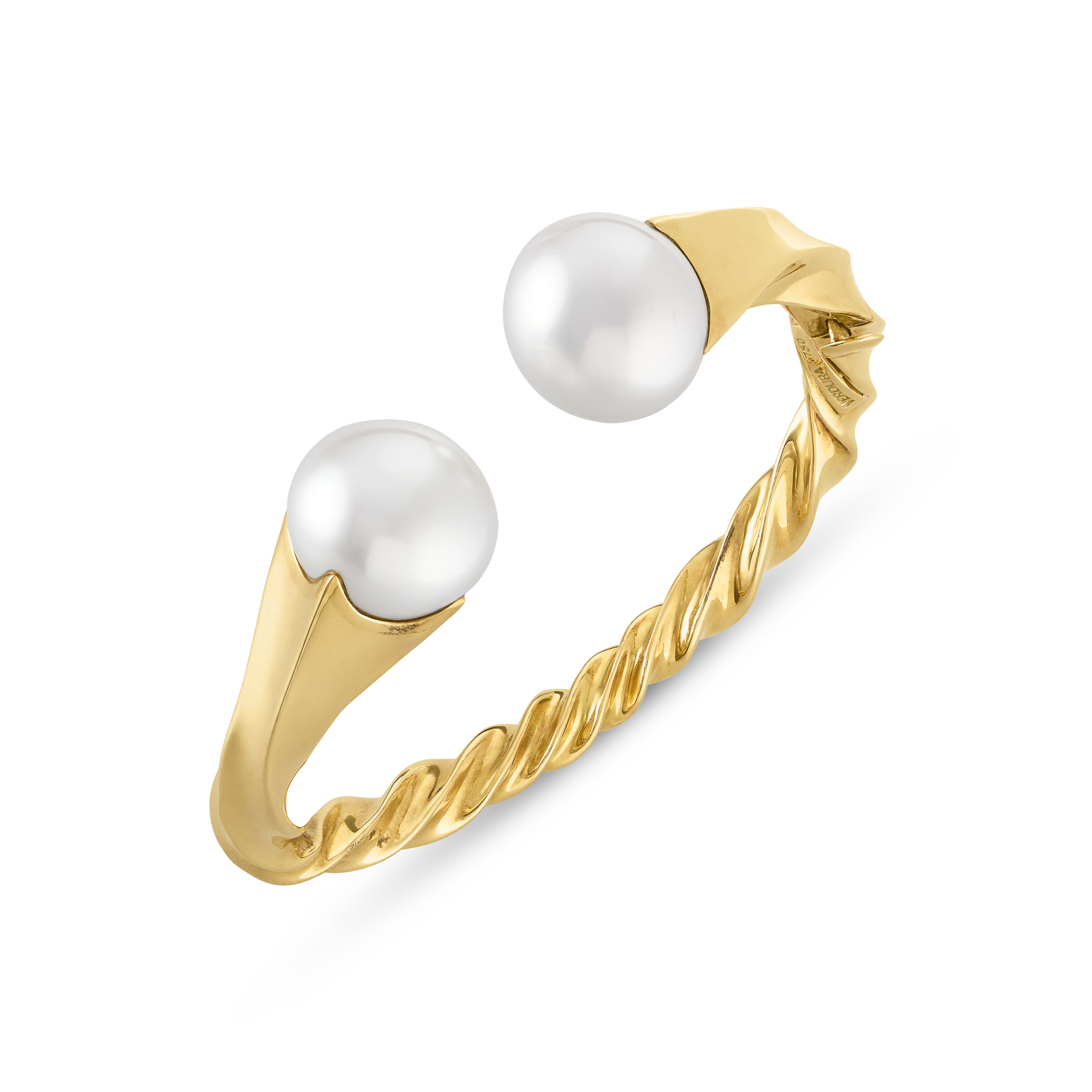VERDURA CULTURED PEARL AND GOLD CUFF BRACELET