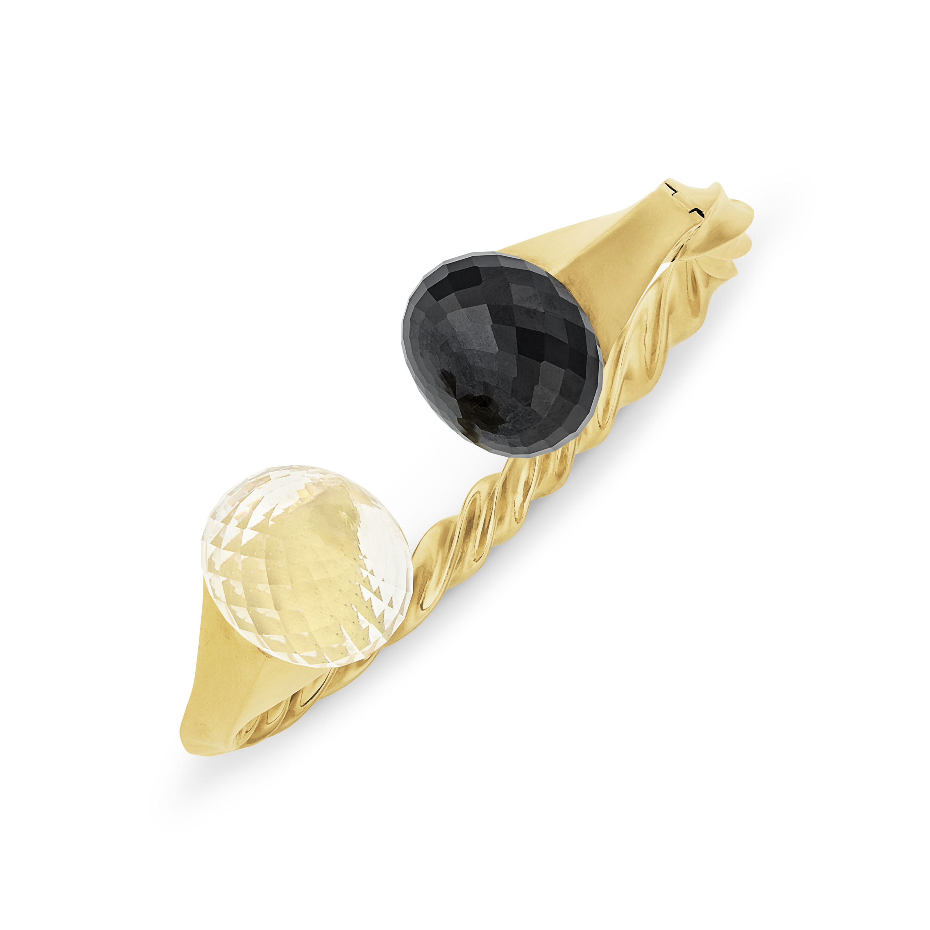 VERDURA ONYX, ROCK CRYSTAL AND GOLD CUFF BRACELET