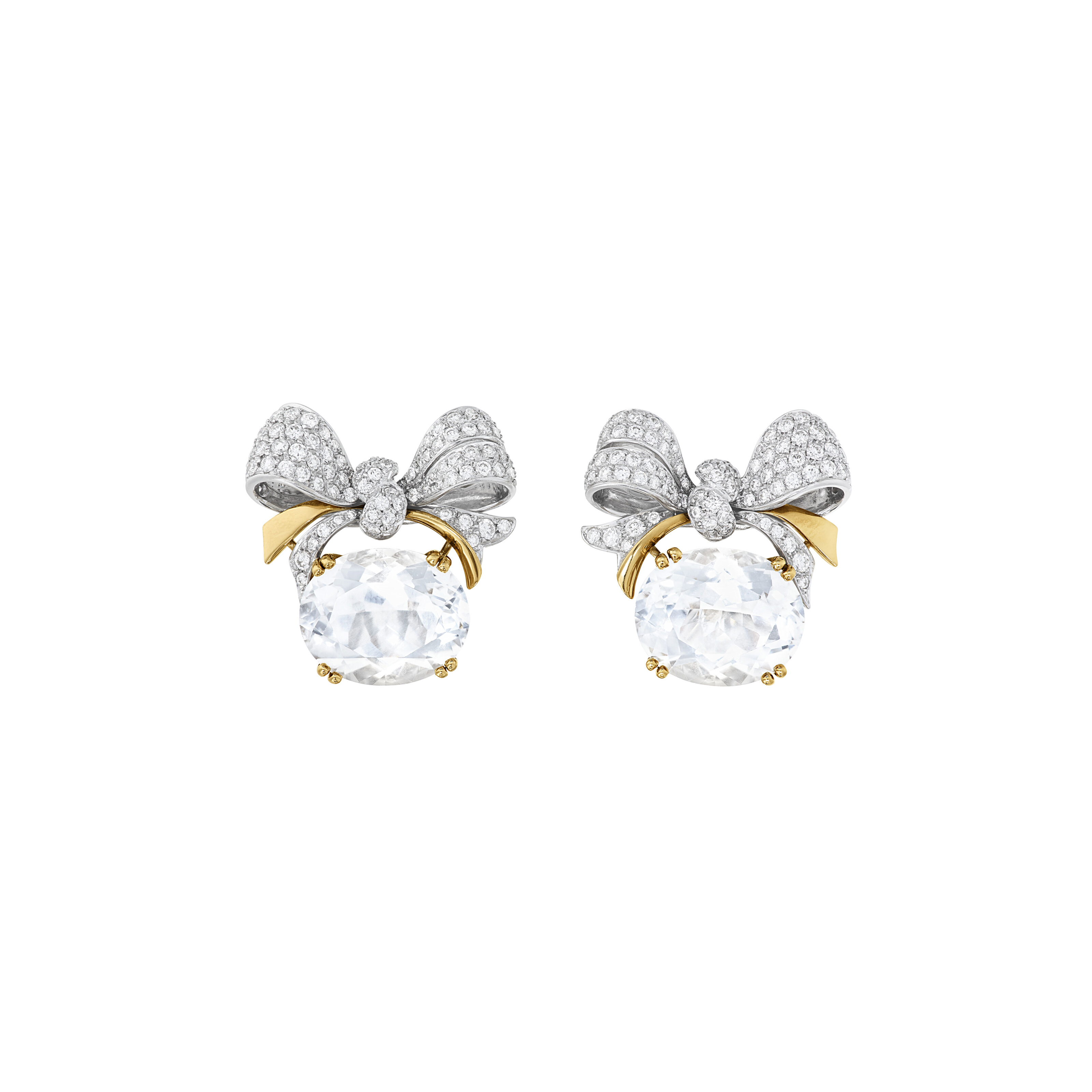 VERDURA WHITE TOPAZ AND DIAMOND 'BOW KNOT' EARRINGS