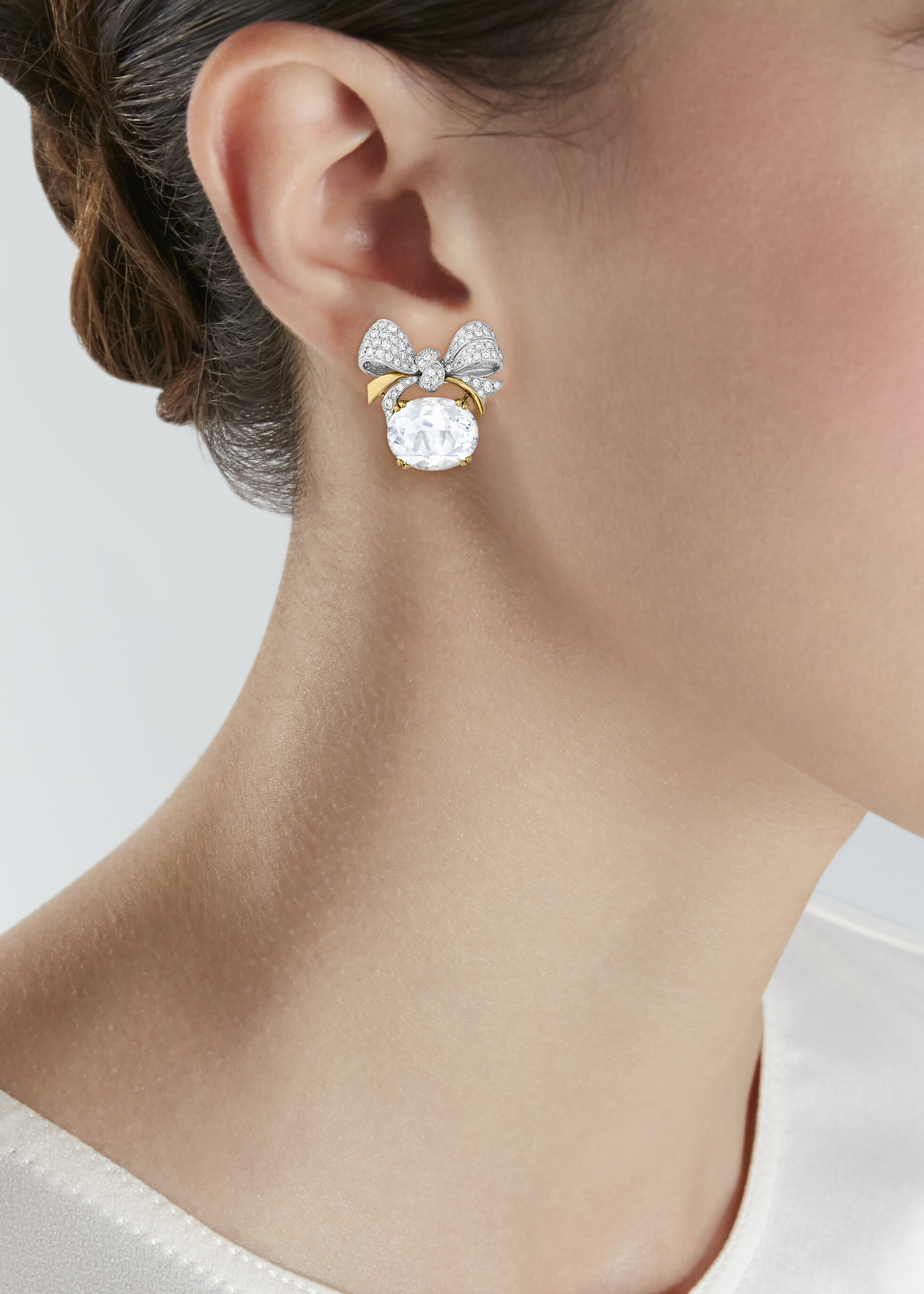VERDURA WHITE TOPAZ AND DIAMOND 'BOW KNOT' EARRINGS image 2