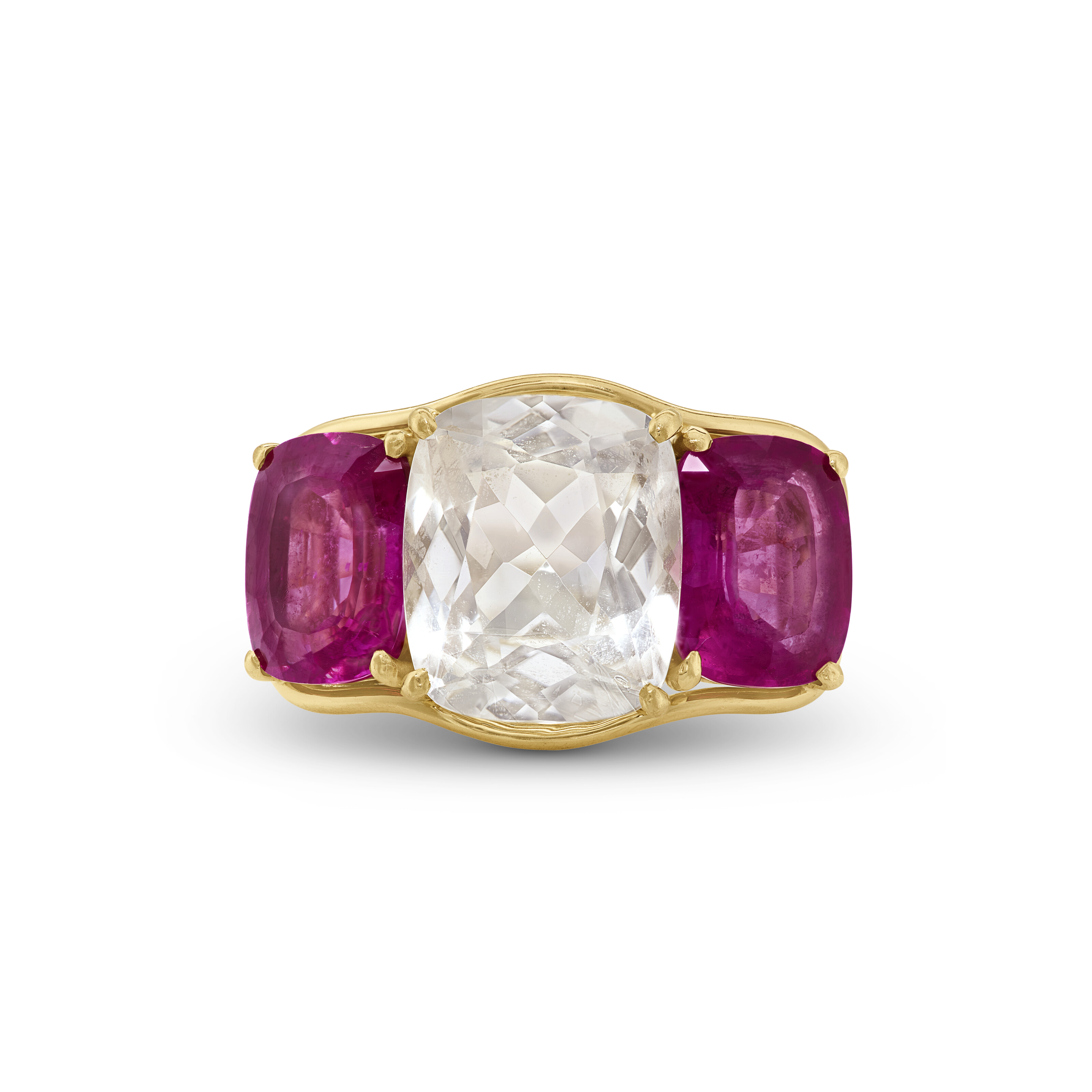 VERDURA WHITE TOPAZ AND PINK TOURMALINE 'THREE STONE' RING image 3