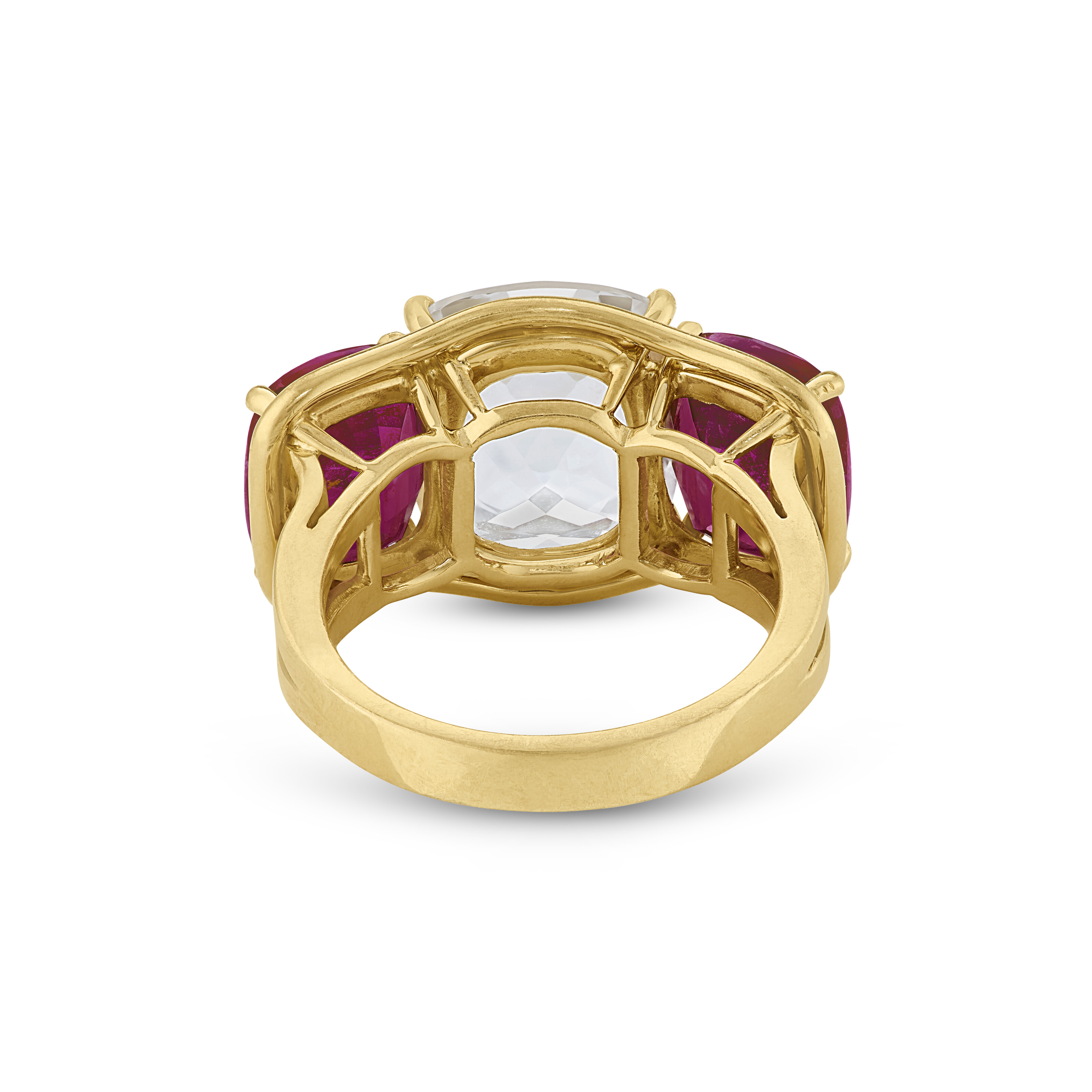 VERDURA WHITE TOPAZ AND PINK TOURMALINE 'THREE STONE' RING image 4