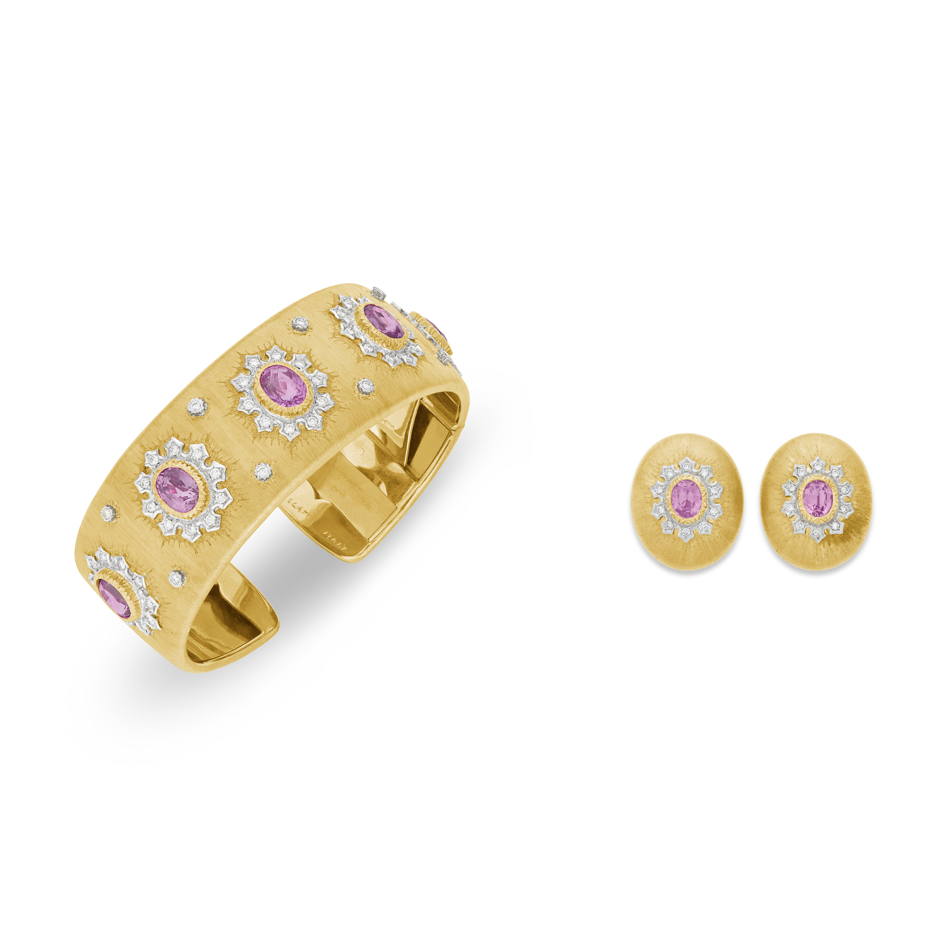 BUCCELLATI SET OF COLORED SAPPHIRE AND DIAMOND JEWELRY