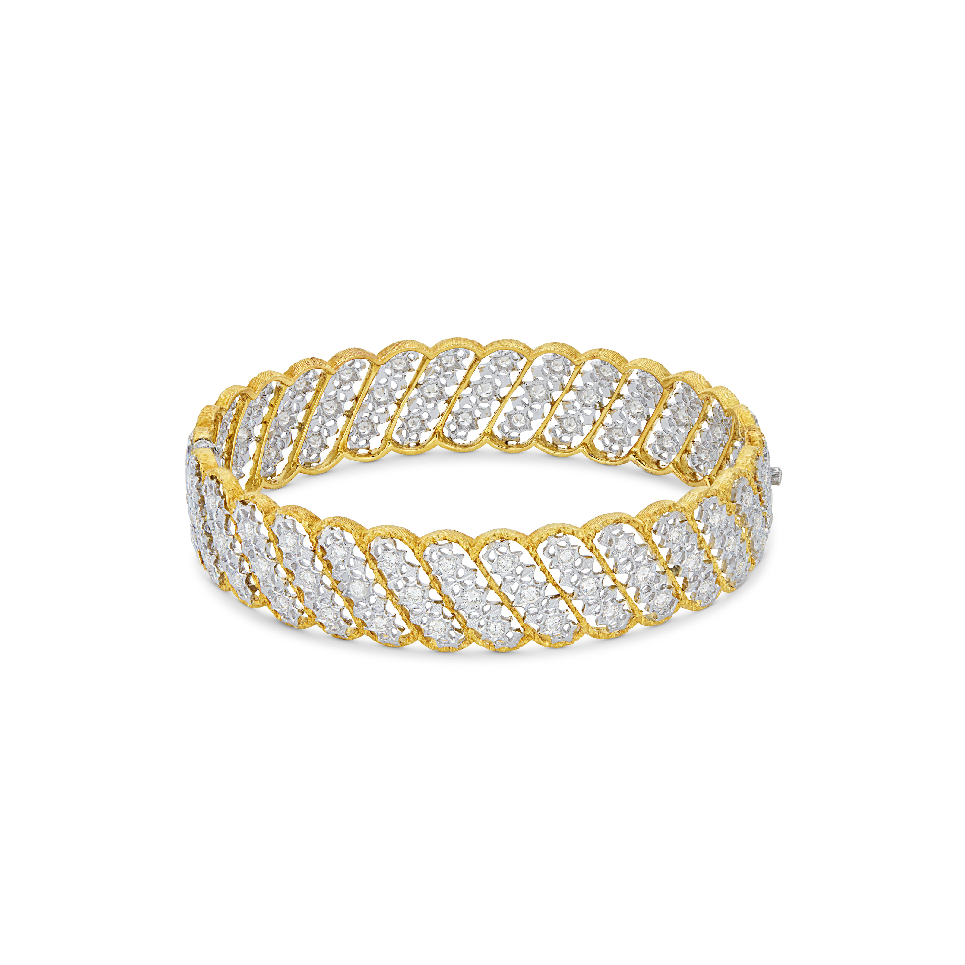 BUCCELLATI DIAMOND AND BI-COLORED GOLD 'ÉTOILÉE' BANGLE BRACELET image 3