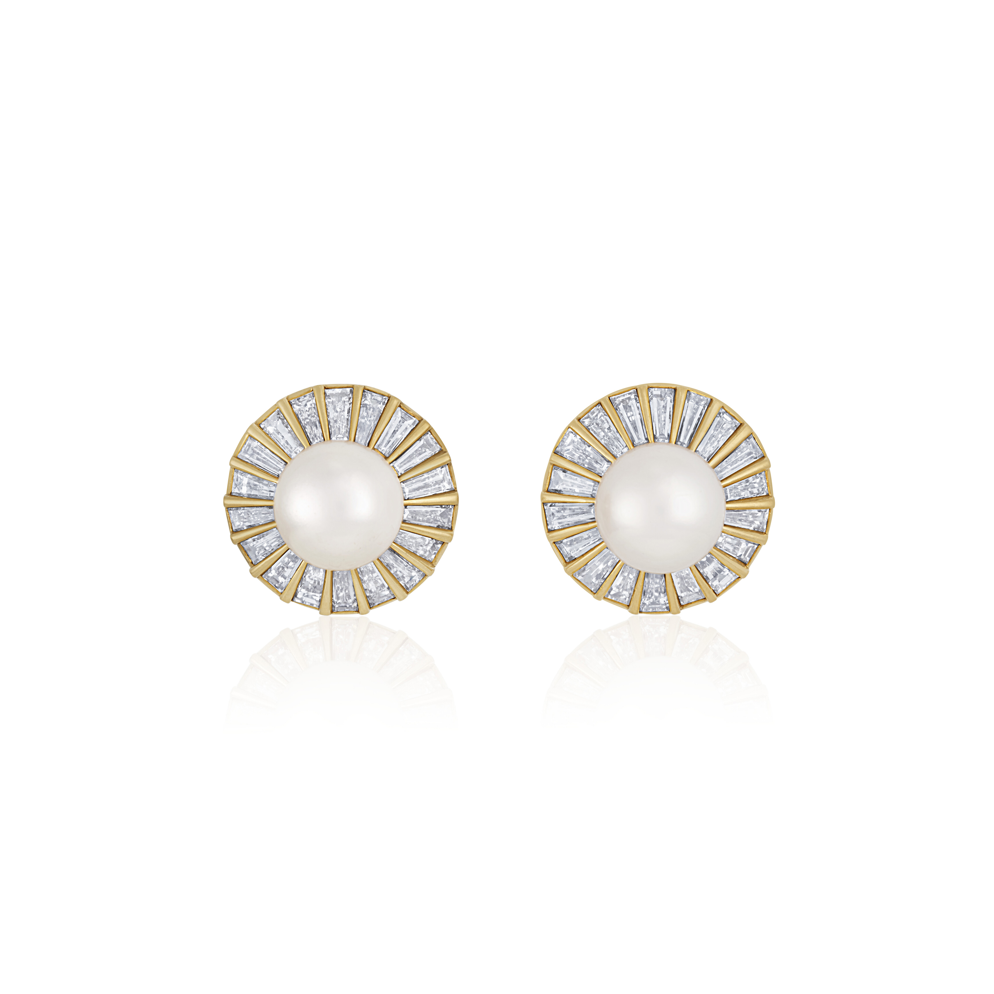 BULGARI CULTURED PEARL AND DIAMOND EARRINGS