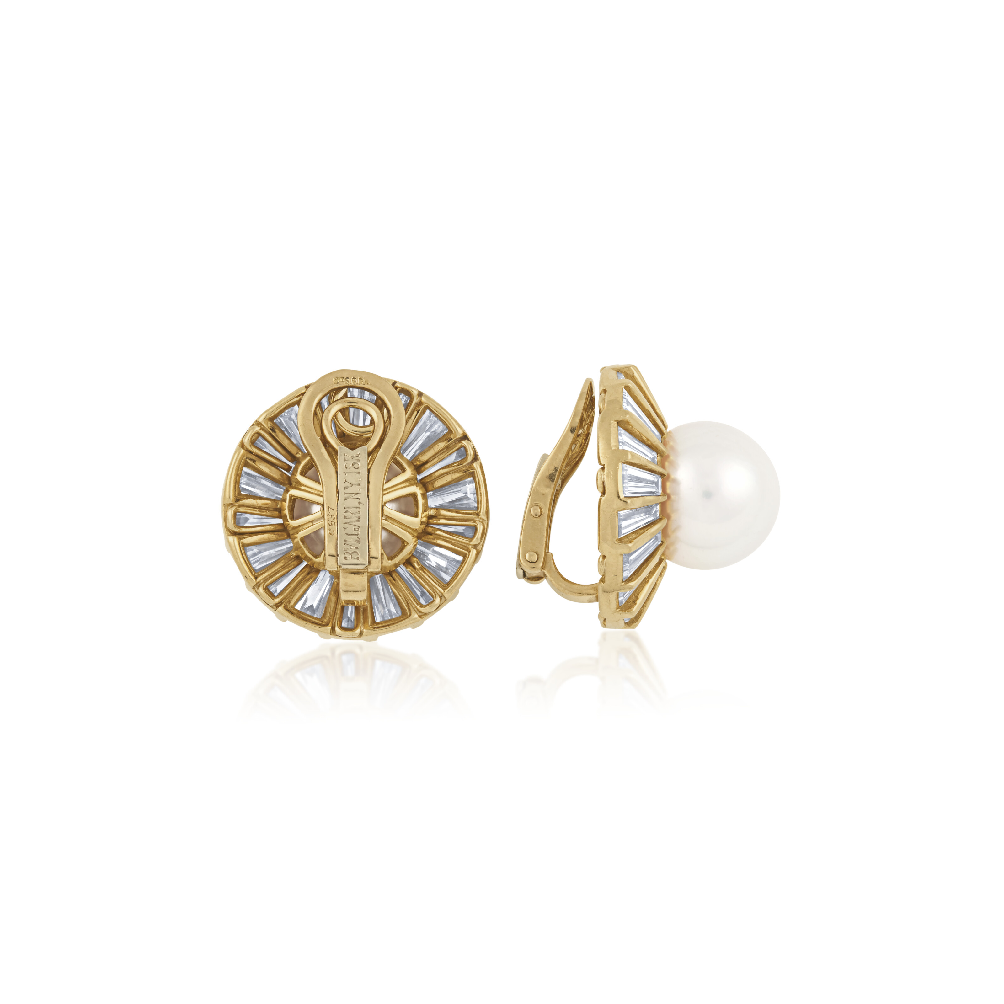 BULGARI CULTURED PEARL AND DIAMOND EARRINGS image 3