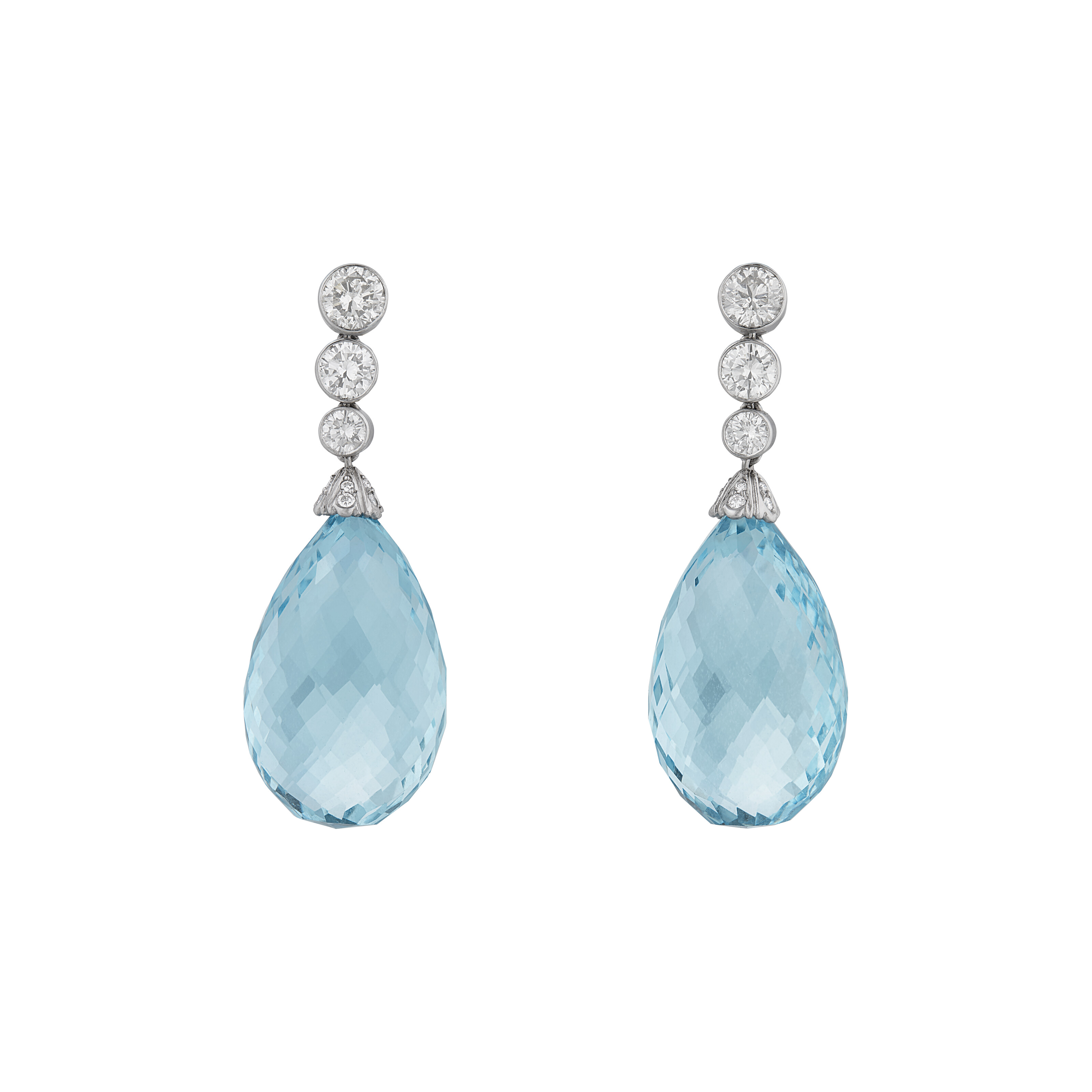 AQUAMARINE AND DIAMOND NECKLACE AND EARRINGS image 5