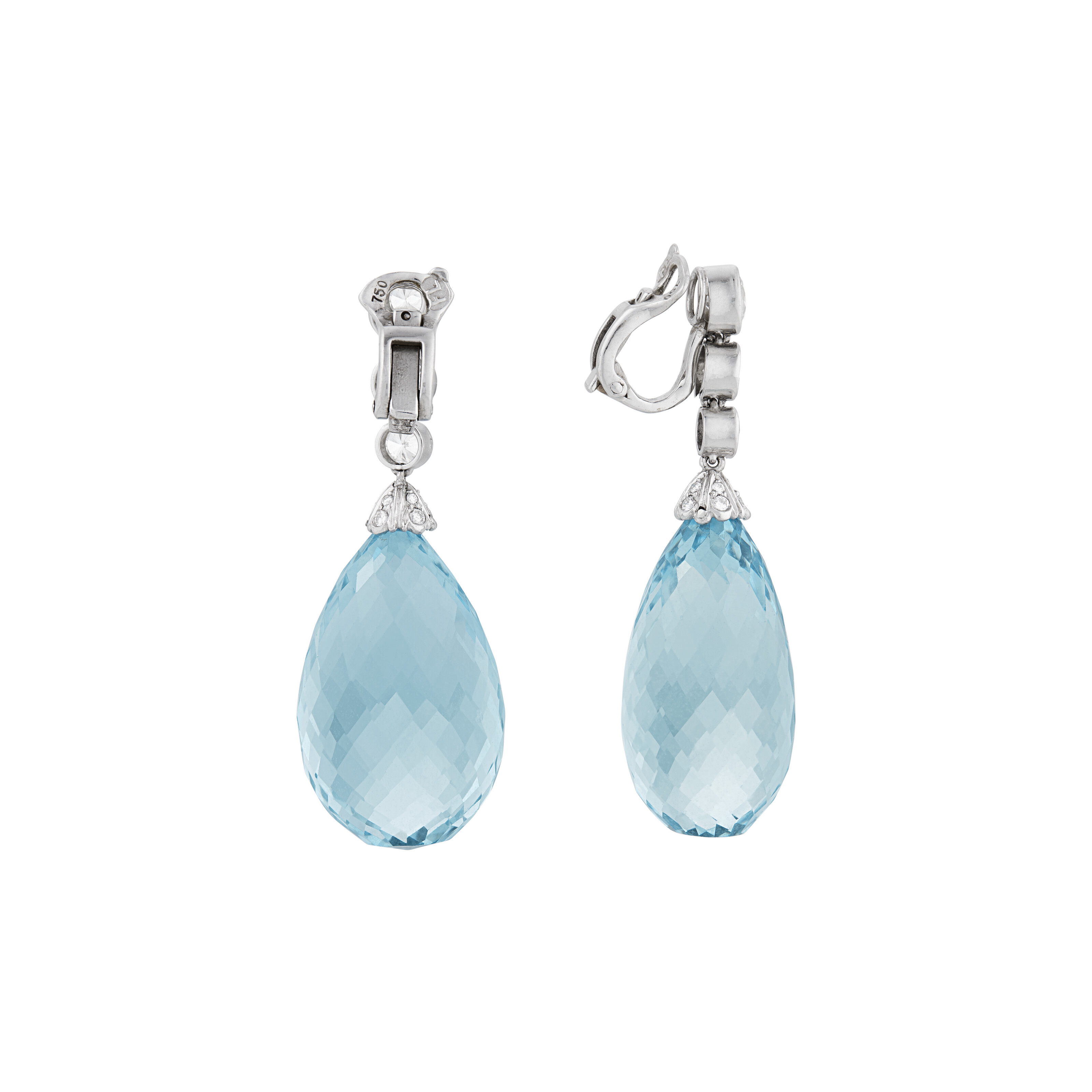 AQUAMARINE AND DIAMOND NECKLACE AND EARRINGS image 6