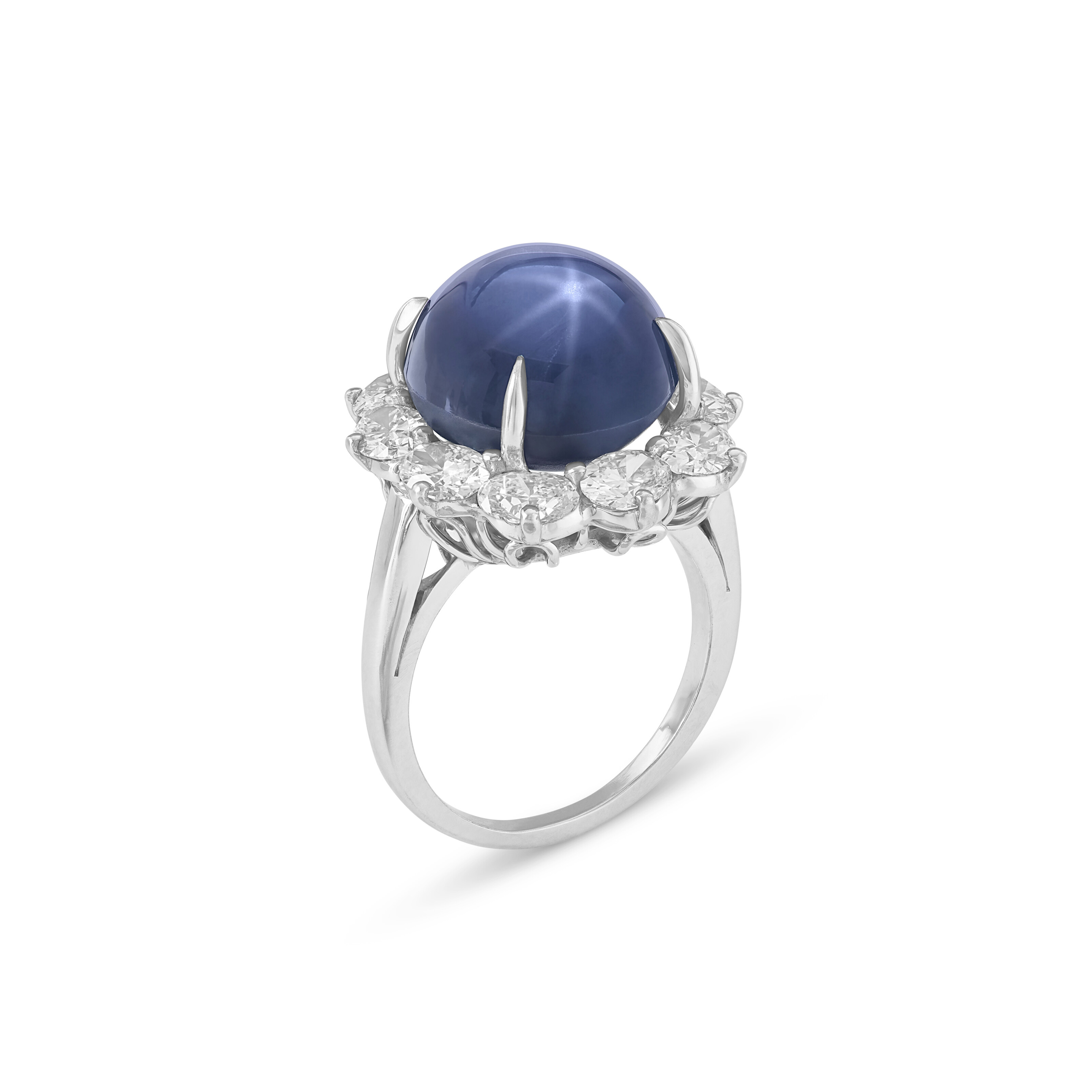 OSCAR HEYMAN & BROTHERS STAR SAPPHIRE AND DIAMOND RING